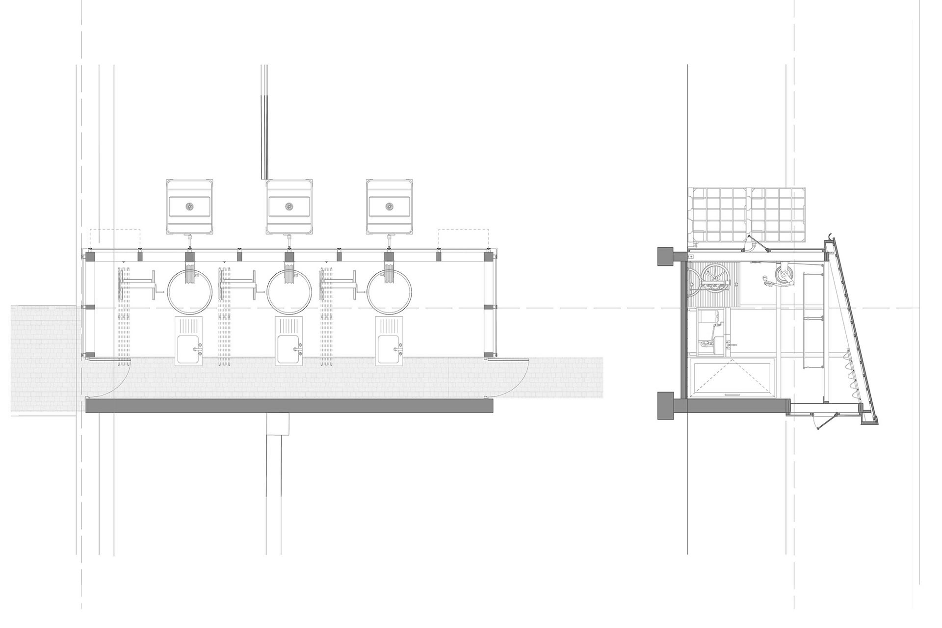 The materials for the envelope include existing brick, timber, aluminium and 100% recyclable polycarbonate cladding.