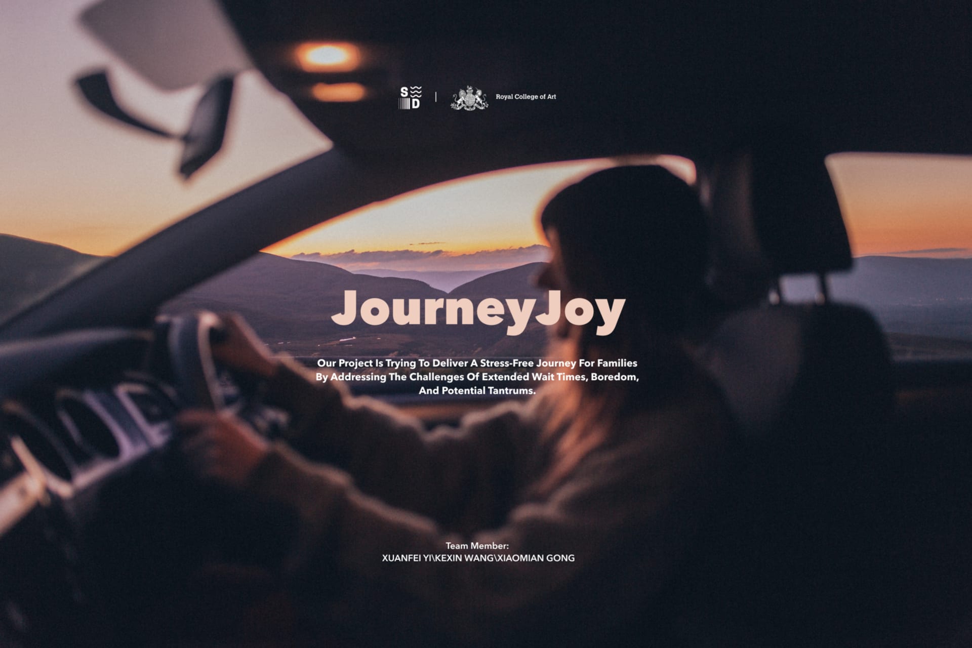 With a woman driving in a car as the background, our design is named JourneyJoy. 