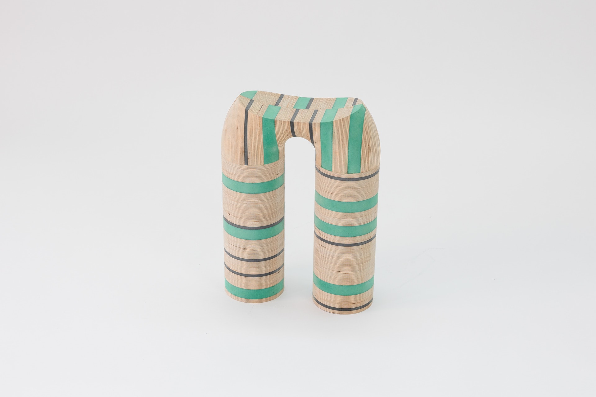 wooden striped stool