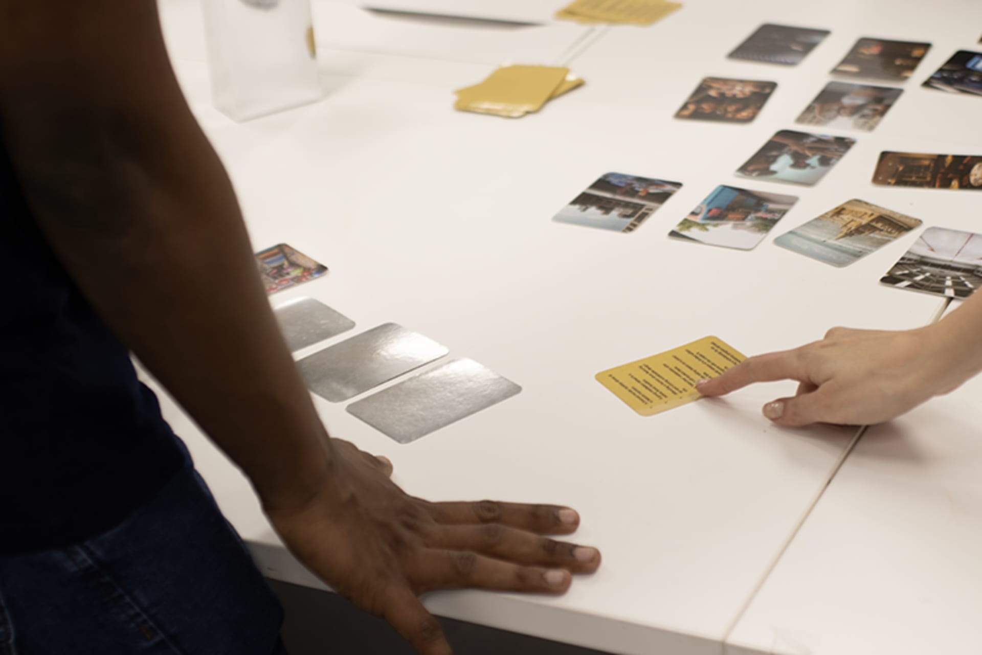 Each player draws a card from a shuffled deck of Topic Cards.