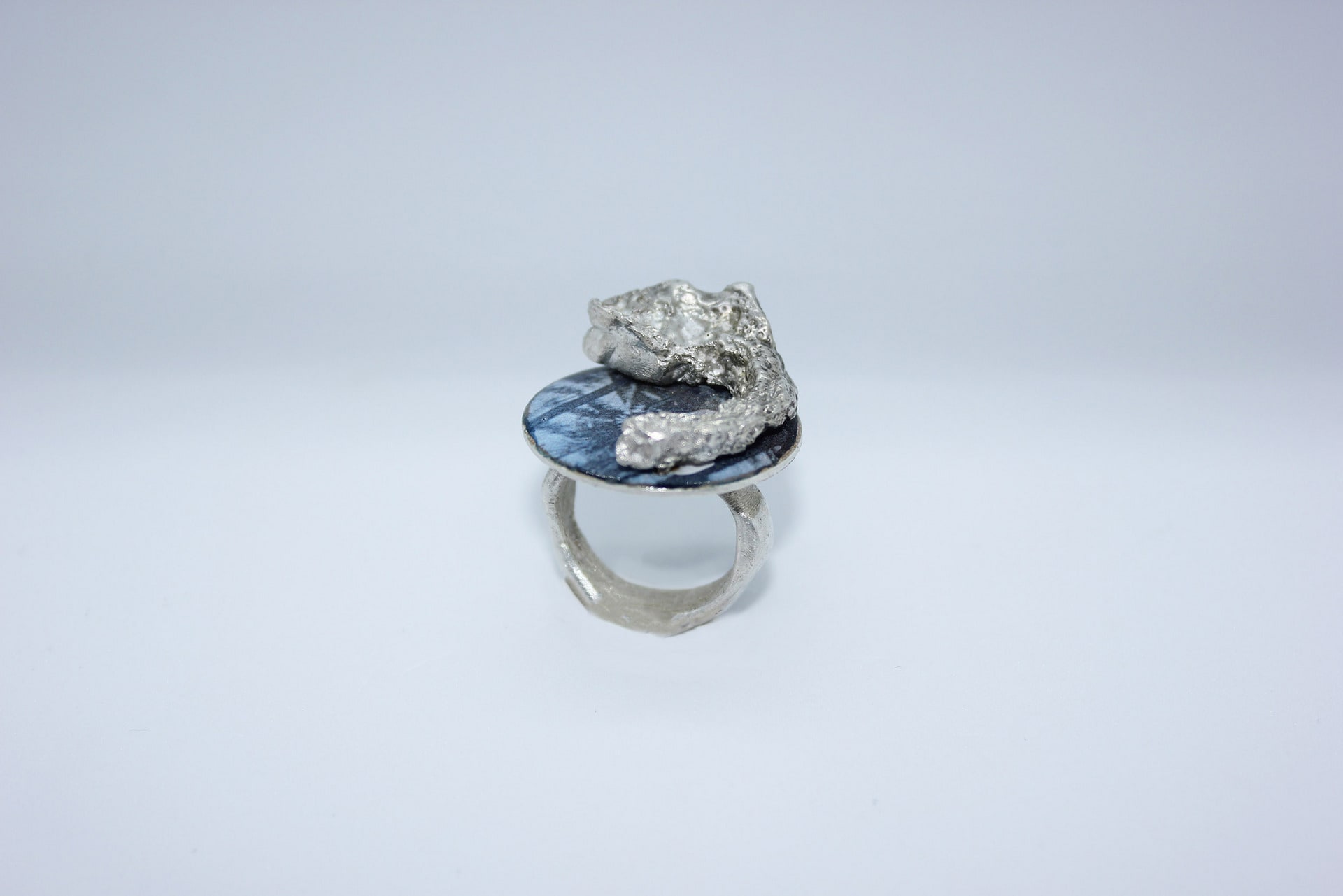 Nostalgia Ring, Sterling silver, photograph and enamel pigments.