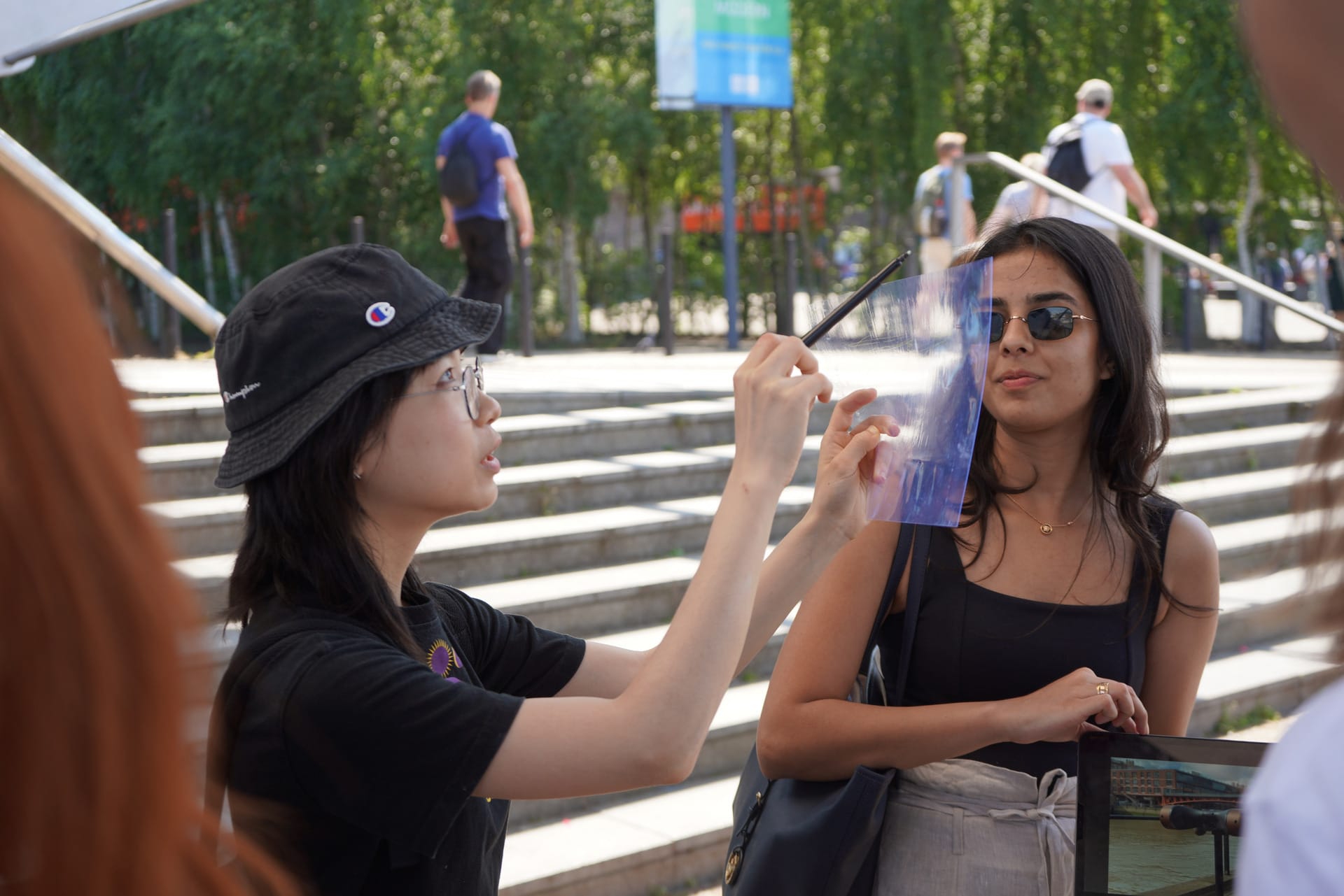 A image of us using acetate sheet to augment illustrations