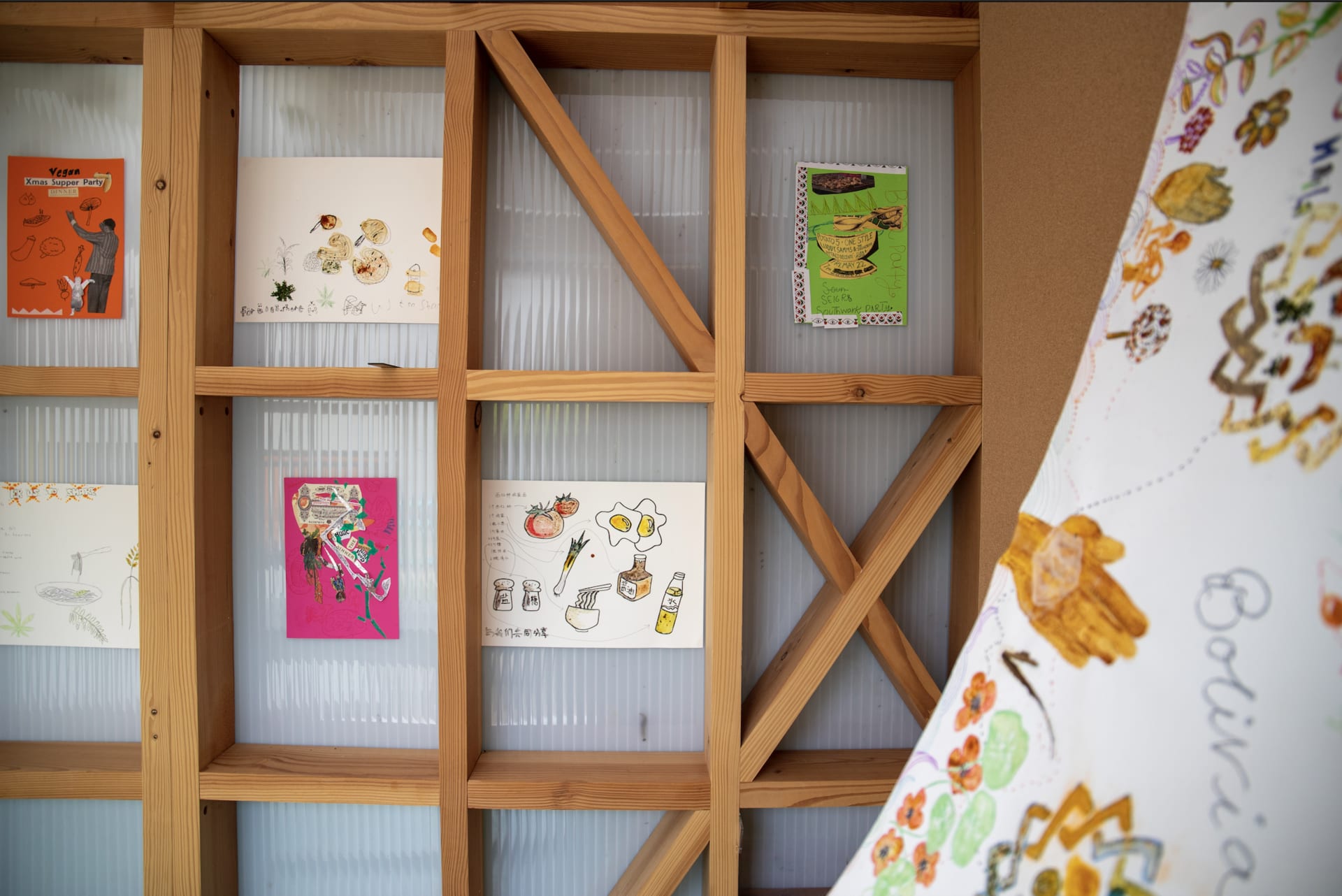 Students artworks exhibited in The Bothy at Southwark Park Galleries