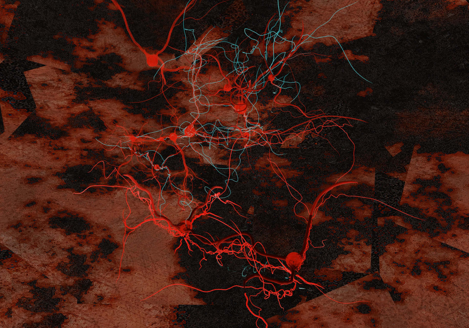 Microbial world including veins and cells