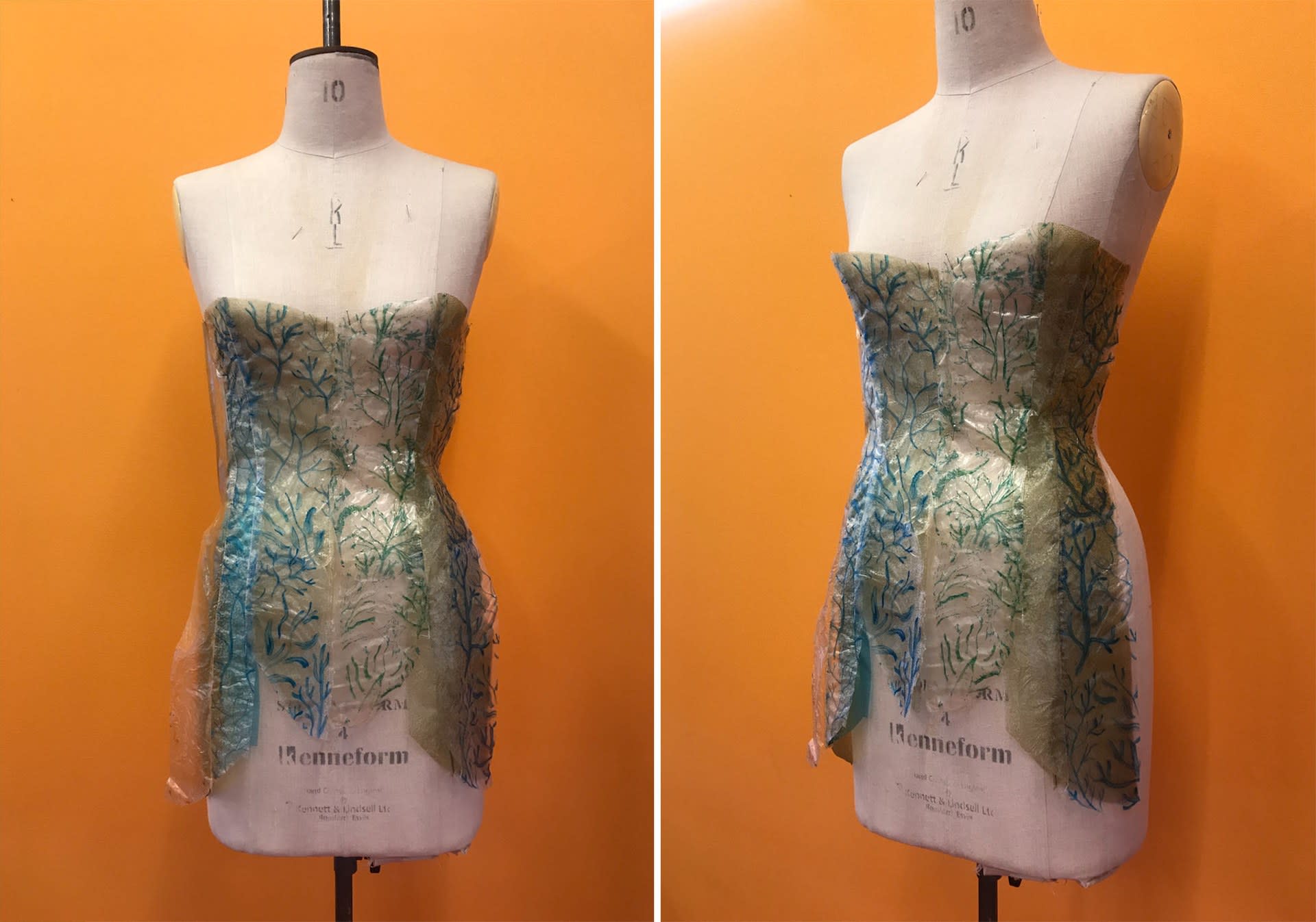 Algae printed seaweed corset front / side