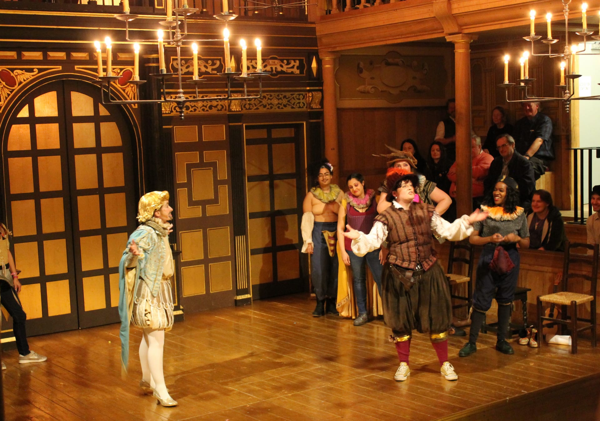 Performers on stage at Shakespeare's Globe
