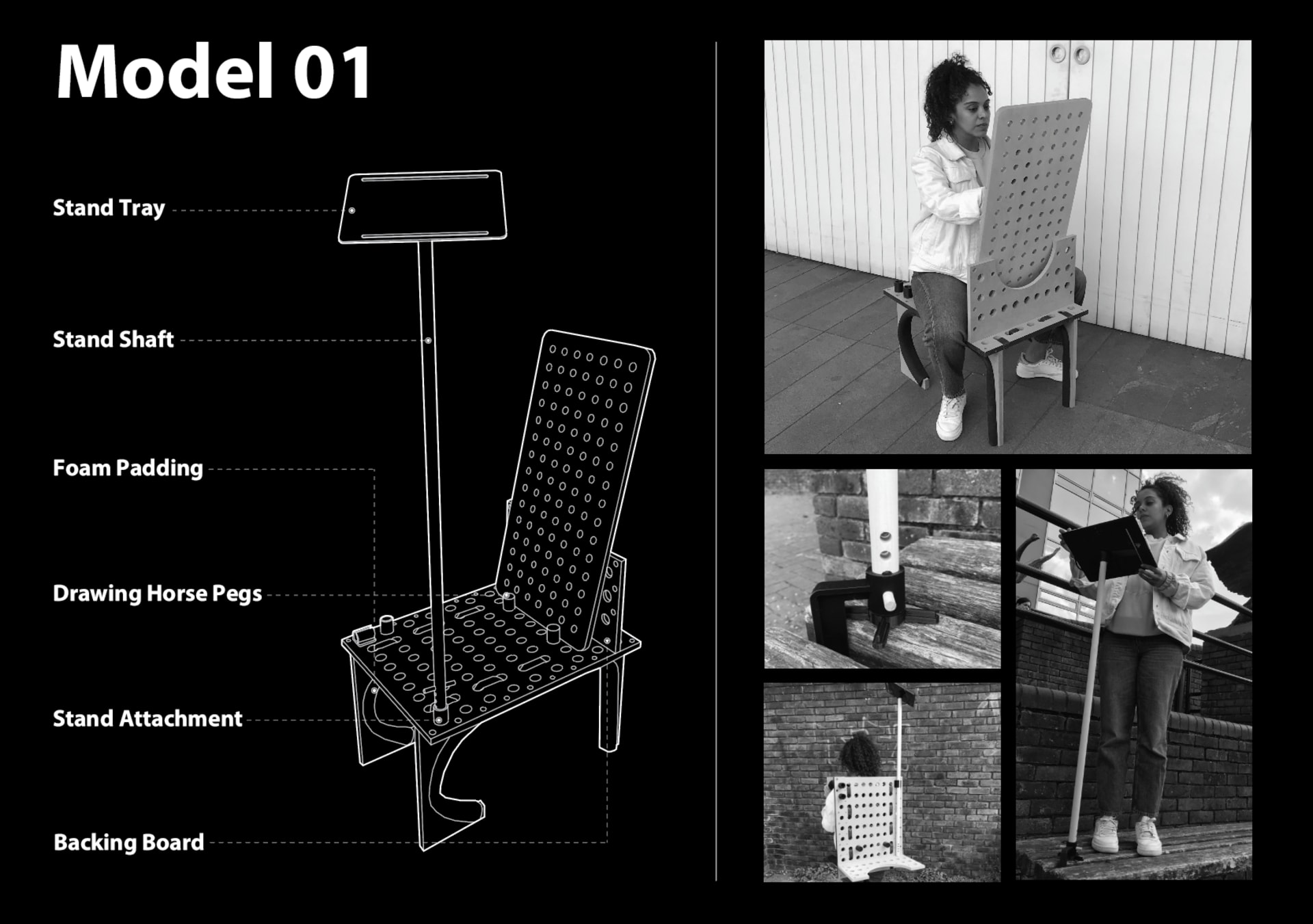 Schematic of the prototype with user testing images