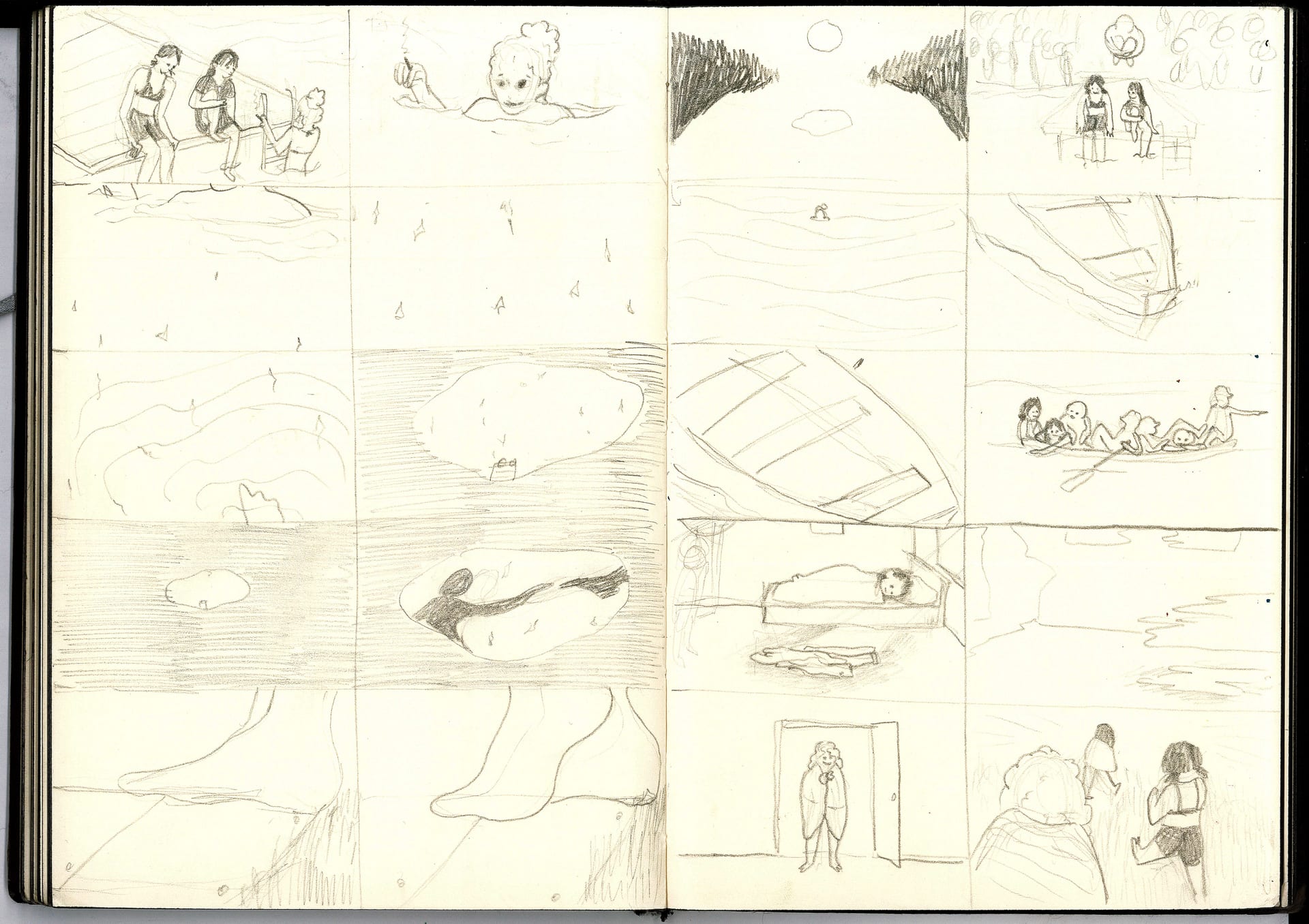 Storyboard of girls going to the lake