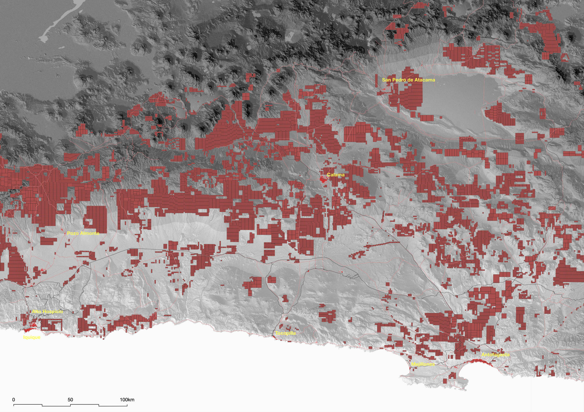 Ongoing mining operations  in Tarapacà and Antofagsta