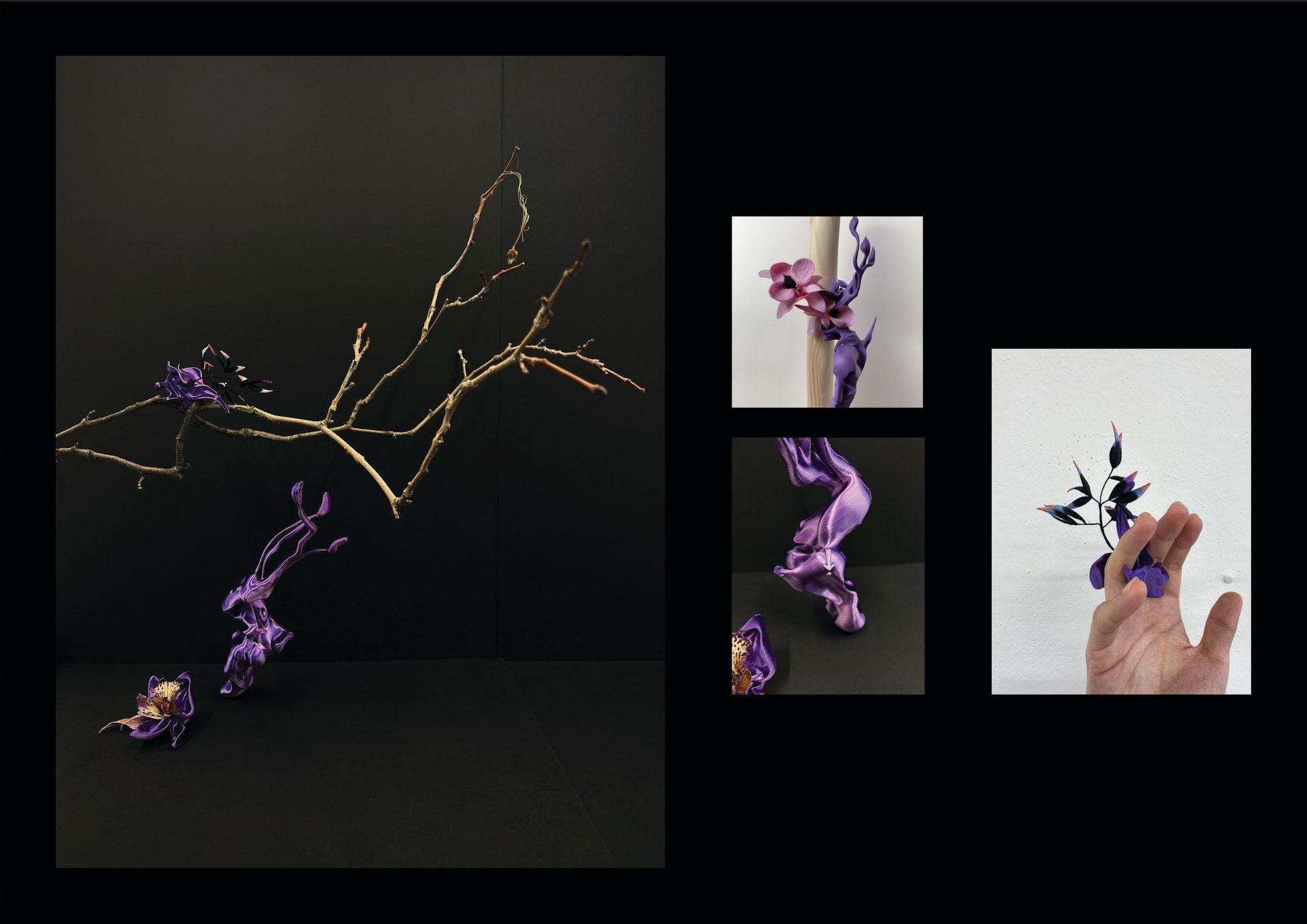 Purple 3D prints entwined with fabulous branches.