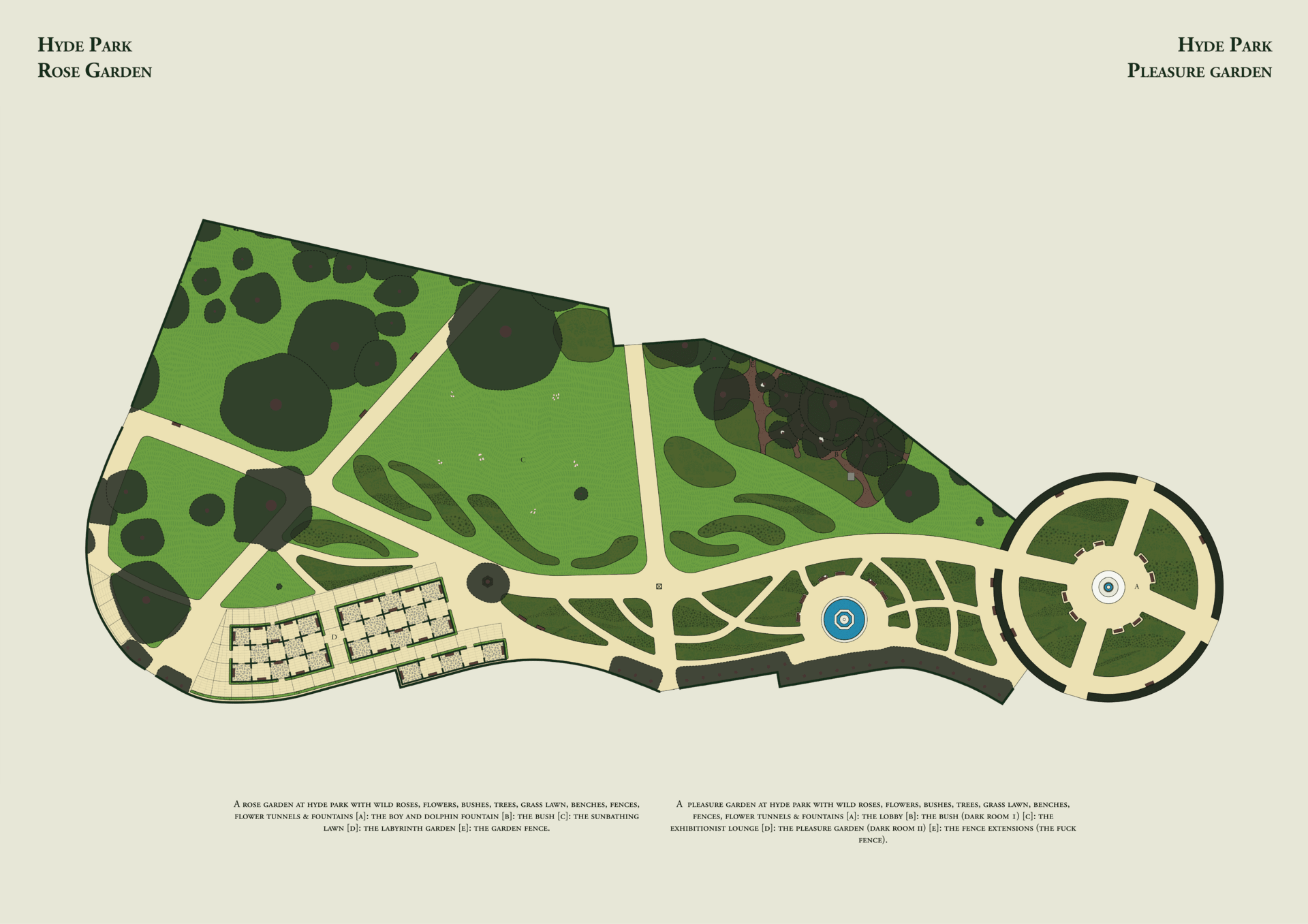 map brochure of rose garden pleasure garden