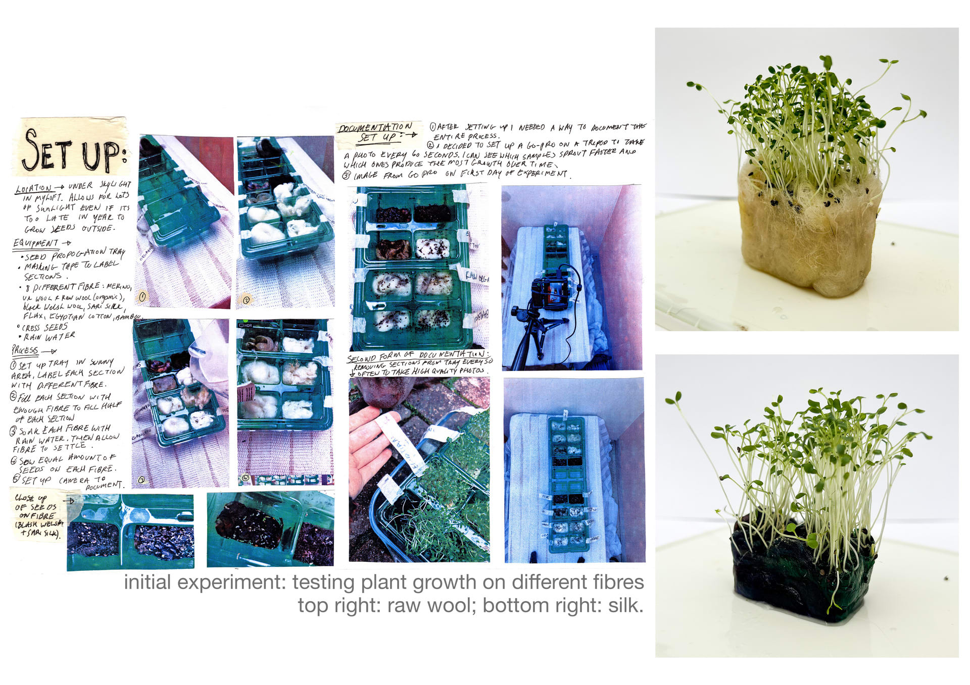 experiment set up and method with two results on right side of page