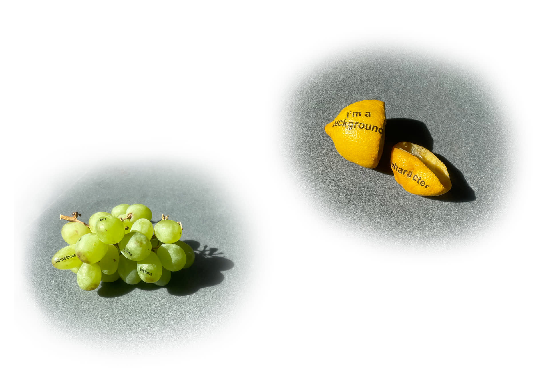 image of grapes and lemon with text