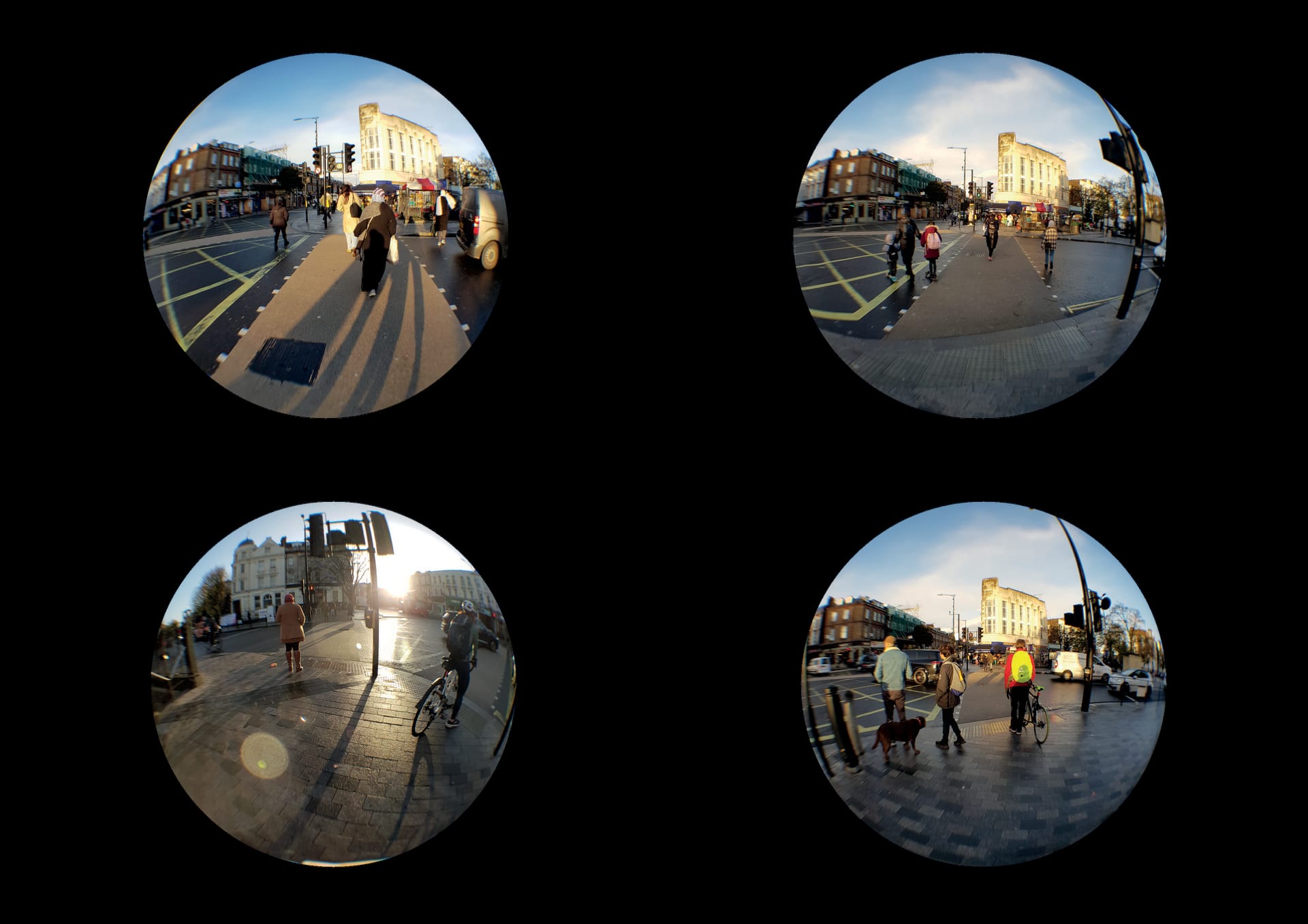 4 fisheye photos or urban spaces