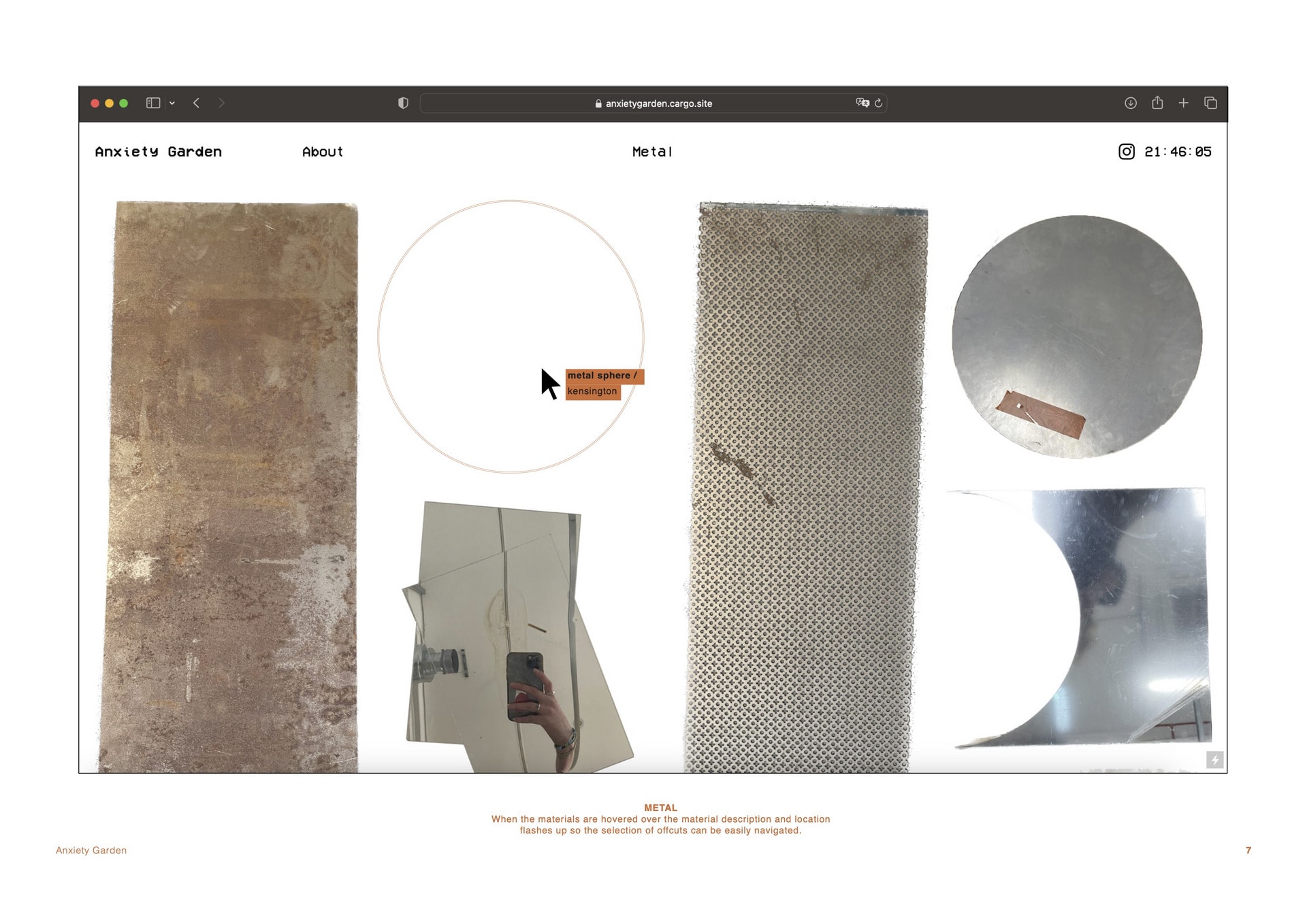 The part selected by the mouse displays material location.