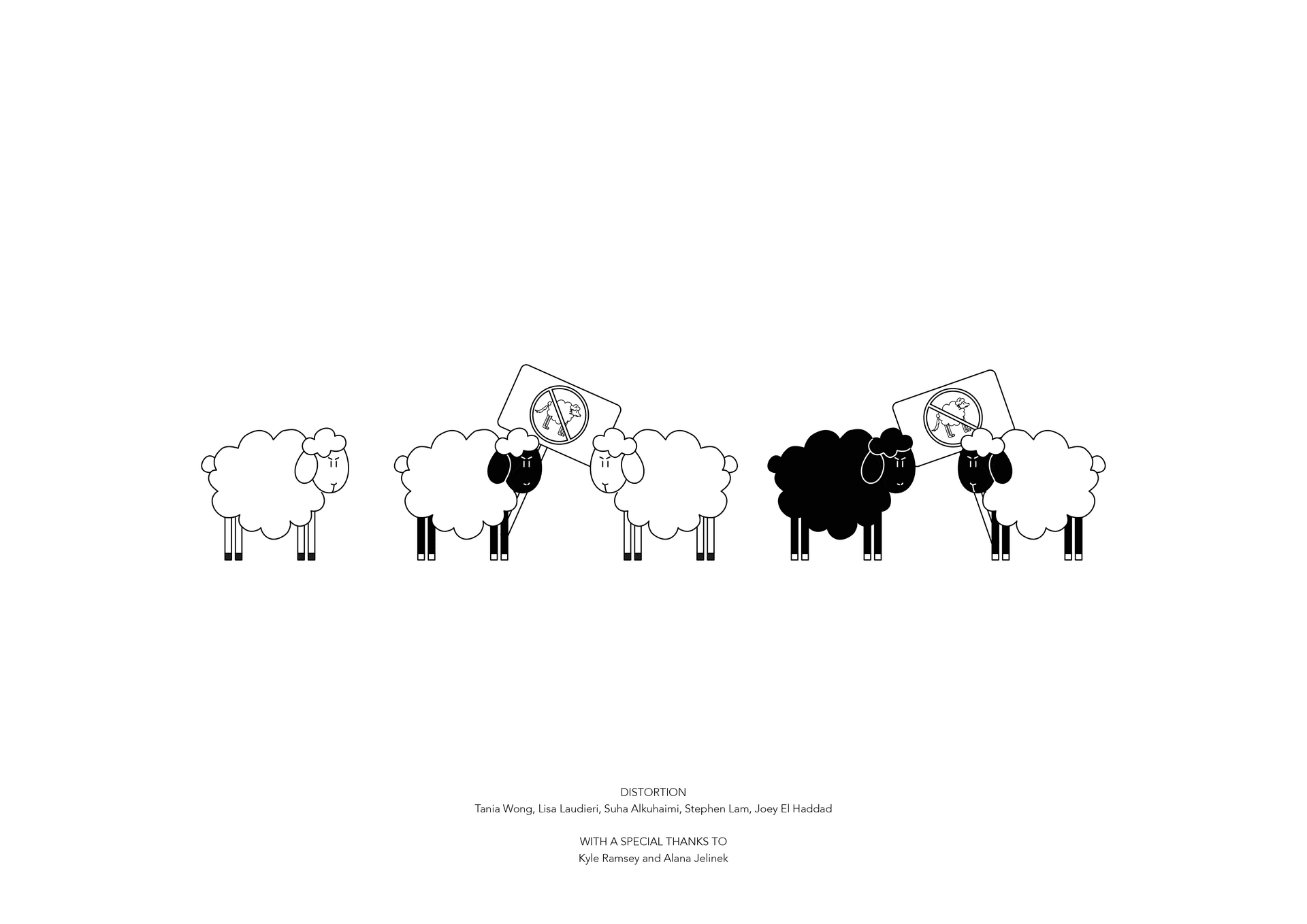 A group of sheep protesting against the wolf