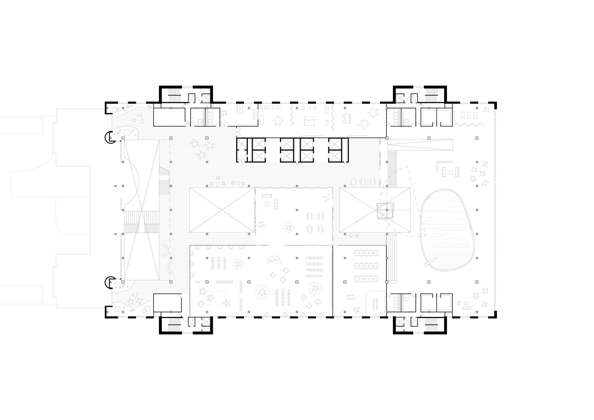Level 4  —  Library, workshop and swimming pool