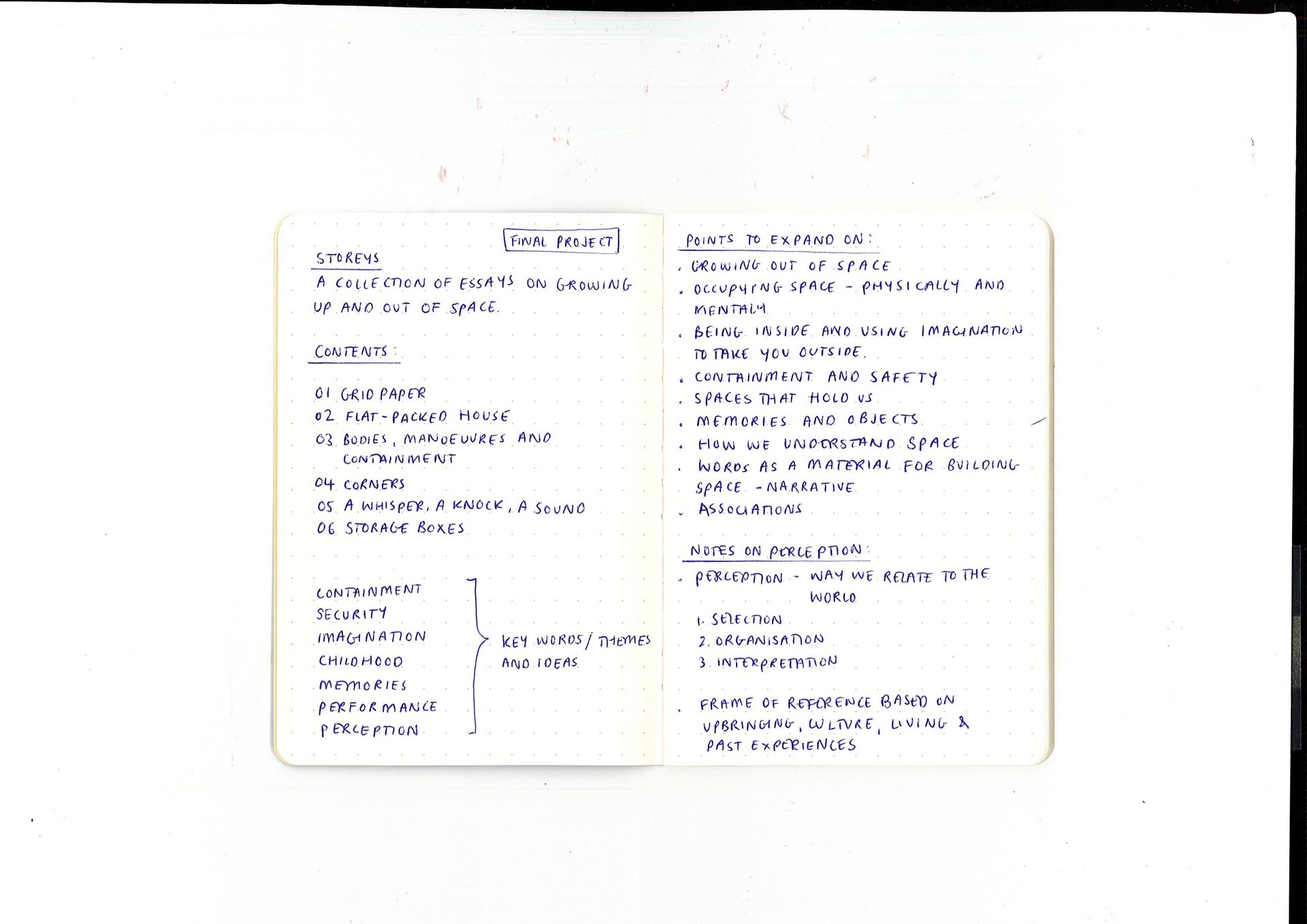 Scanned memo notebook with writing.