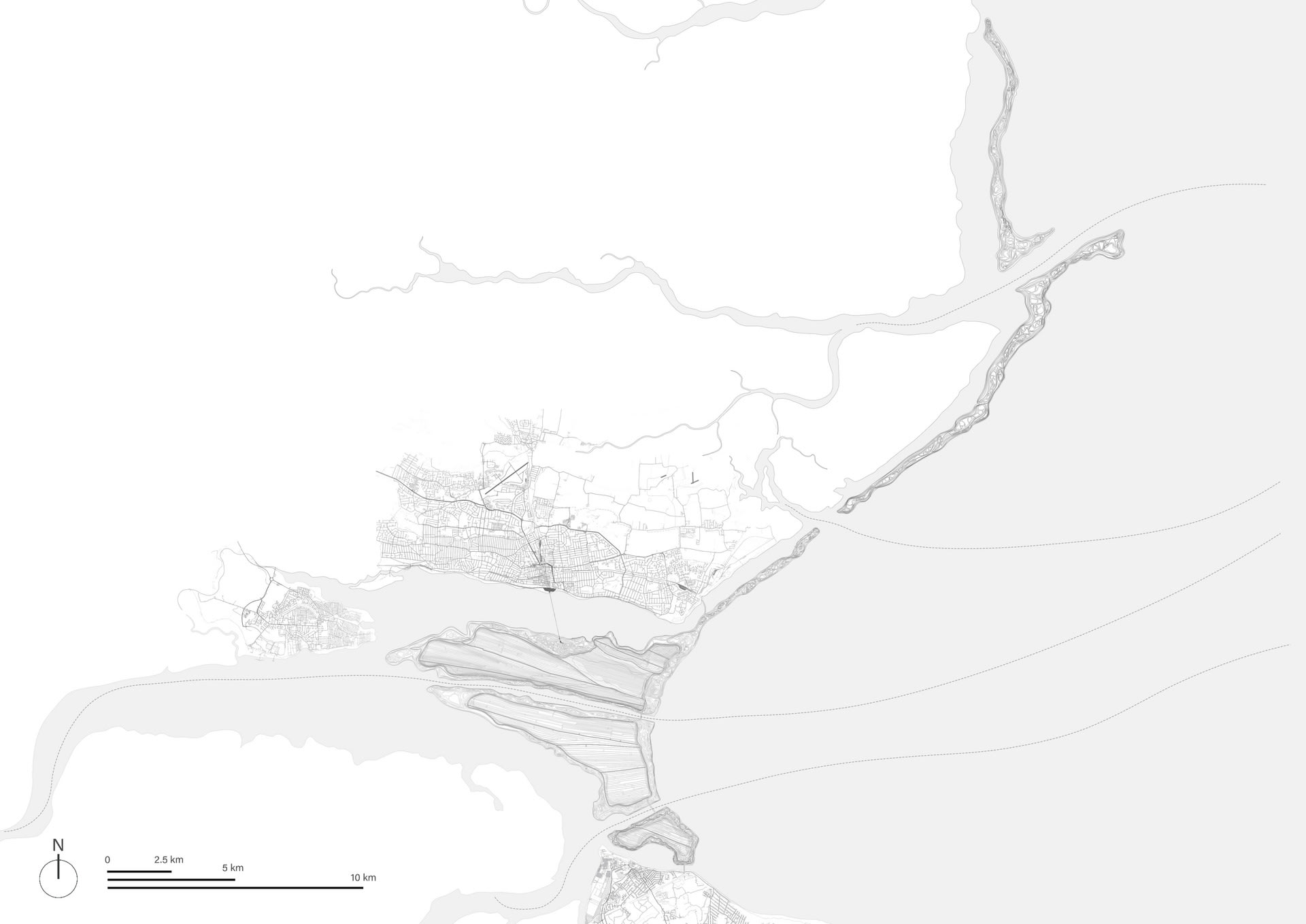 Plan drawing over the Thames Estuary and proposed polder
