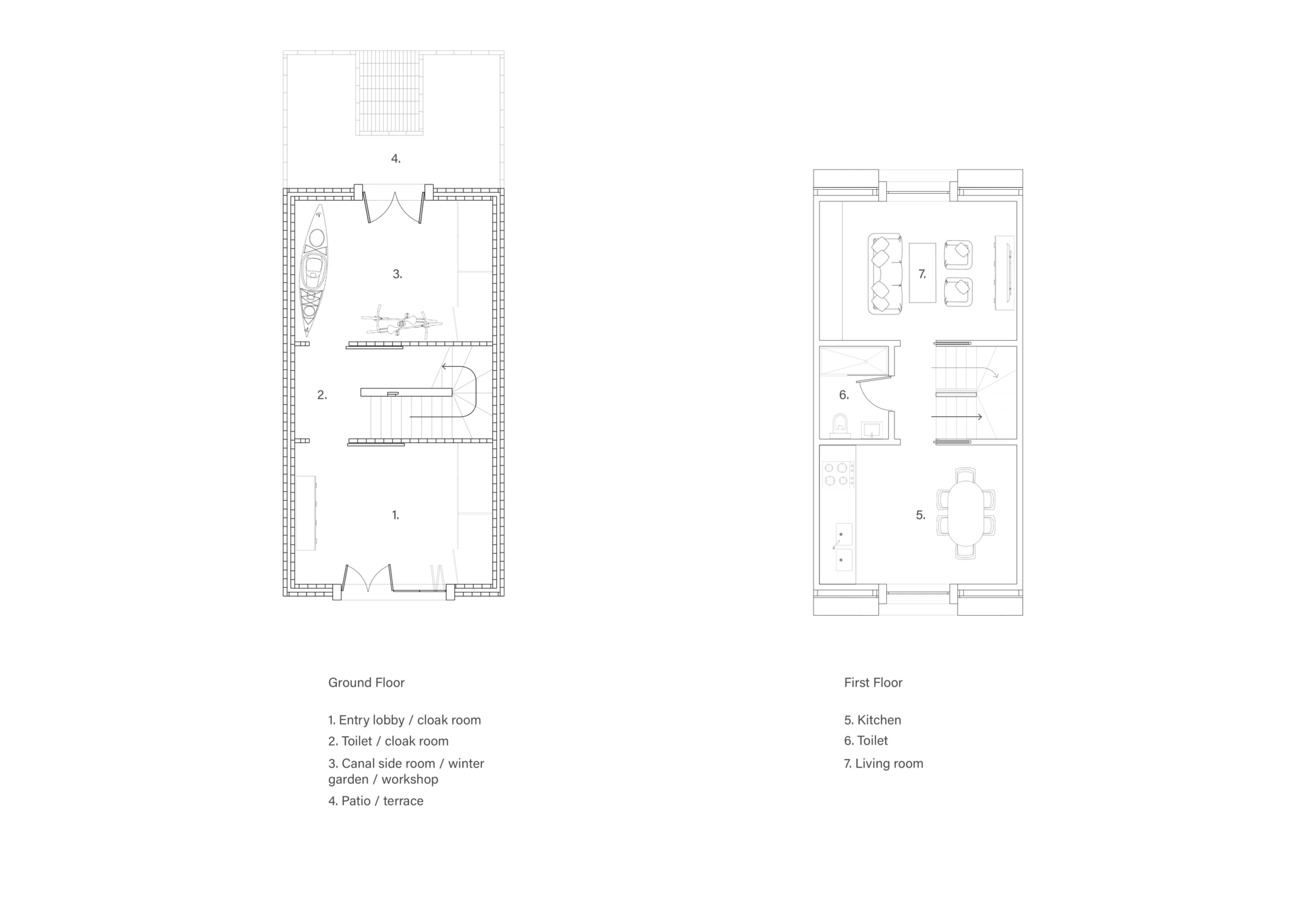 Ground and first floor plans