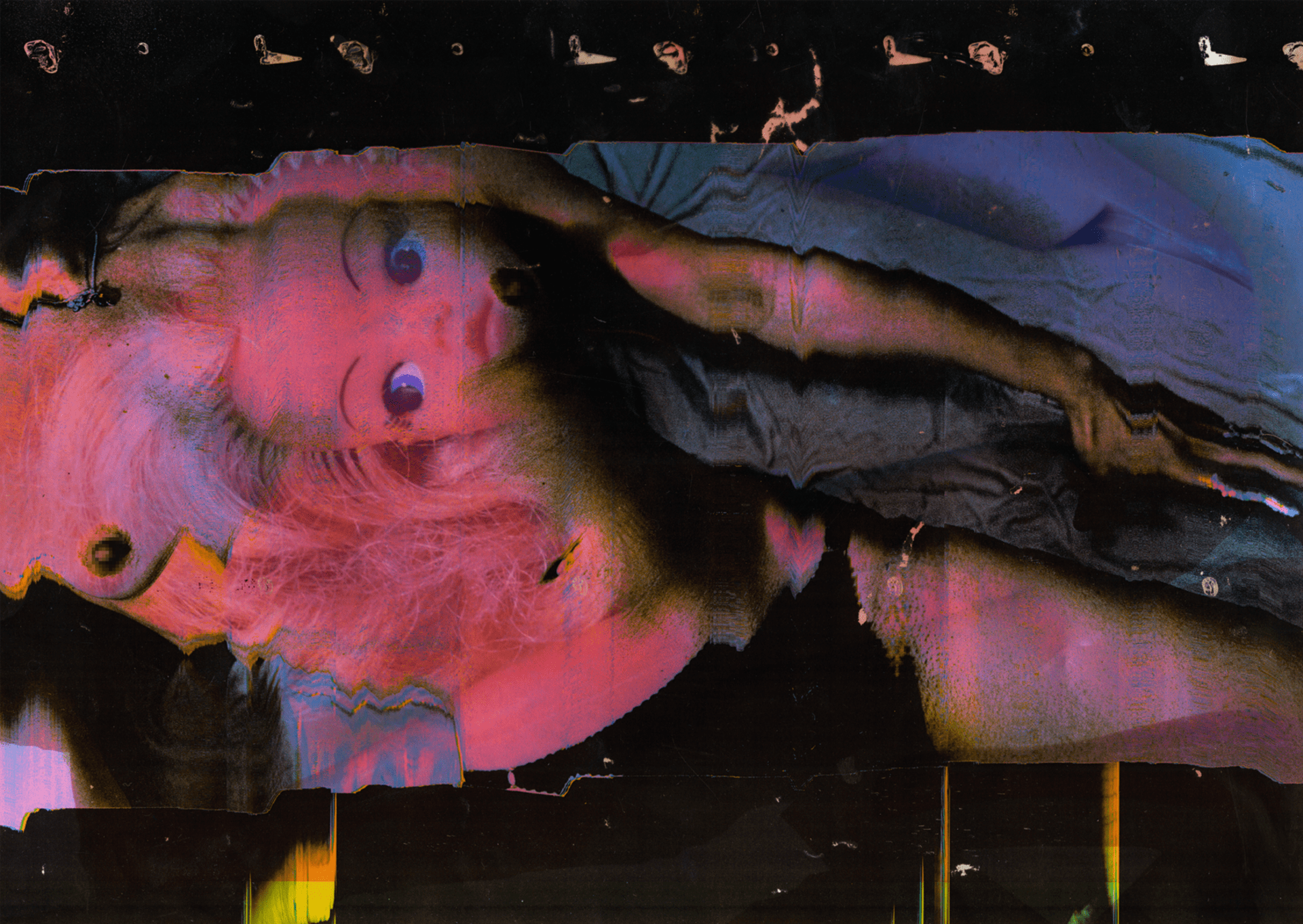 Image of distorted body, layered with a doll