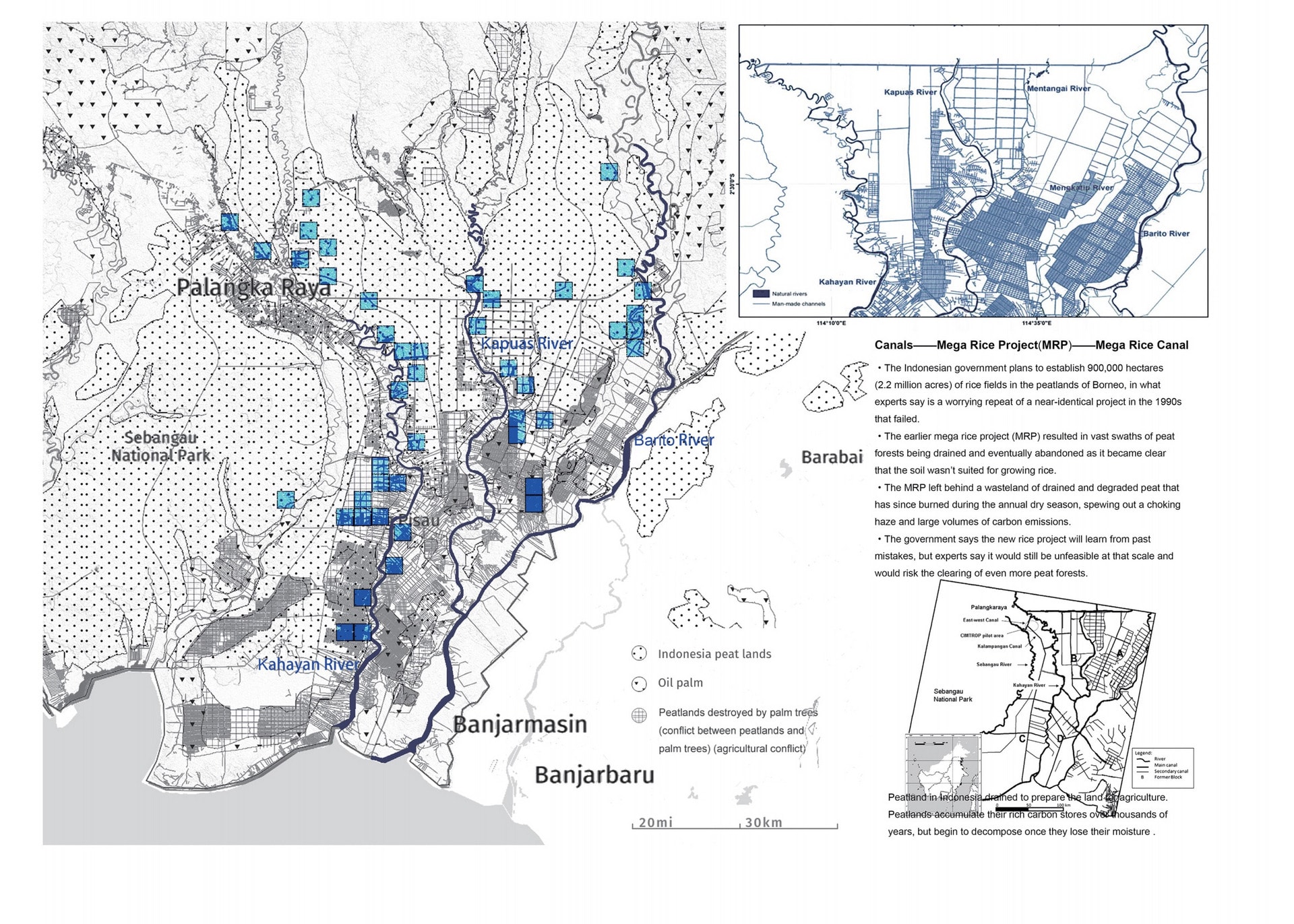 This is the current situation of the 2016 MRP project[ The Mega Rice Project was initiated in 1996 in the southern sections of Kalimantan, the Indonesian section of Borneo. The goal was to turn one mi