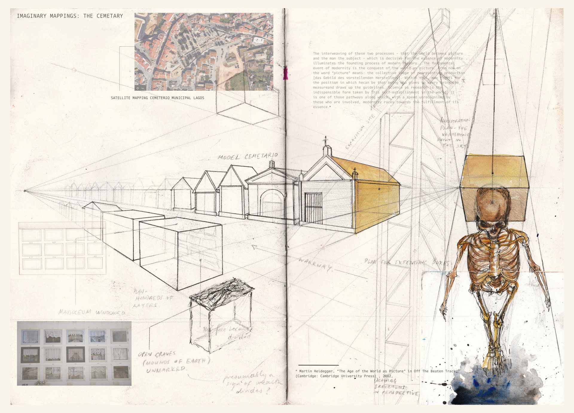 Mapping Imaginaries: Site III, The Cemetery. Ink, pencil, watercolour, digital on paper. 2021.