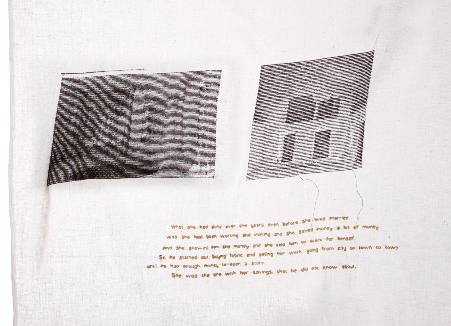 Ground levels plan. Digital embroidery with off white sheen thread on fine calico