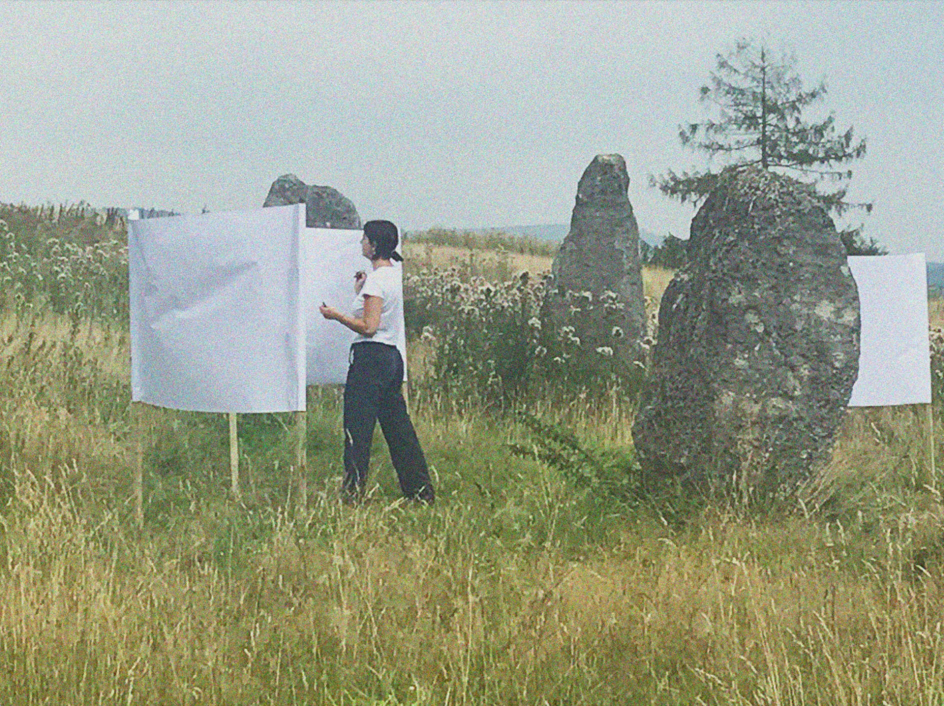 Drawing in Hascome's stone circle.