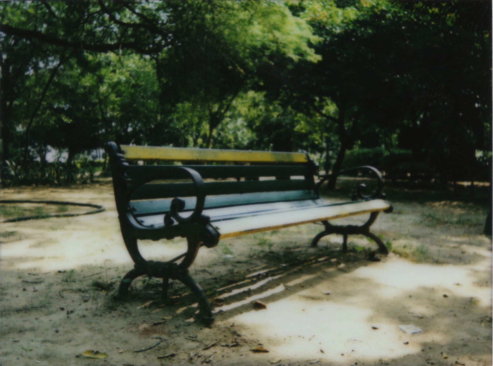 a bench sits unoccupied