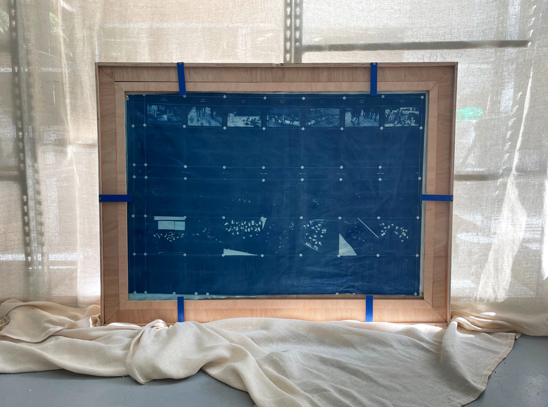 Cyanotype print of storyboard