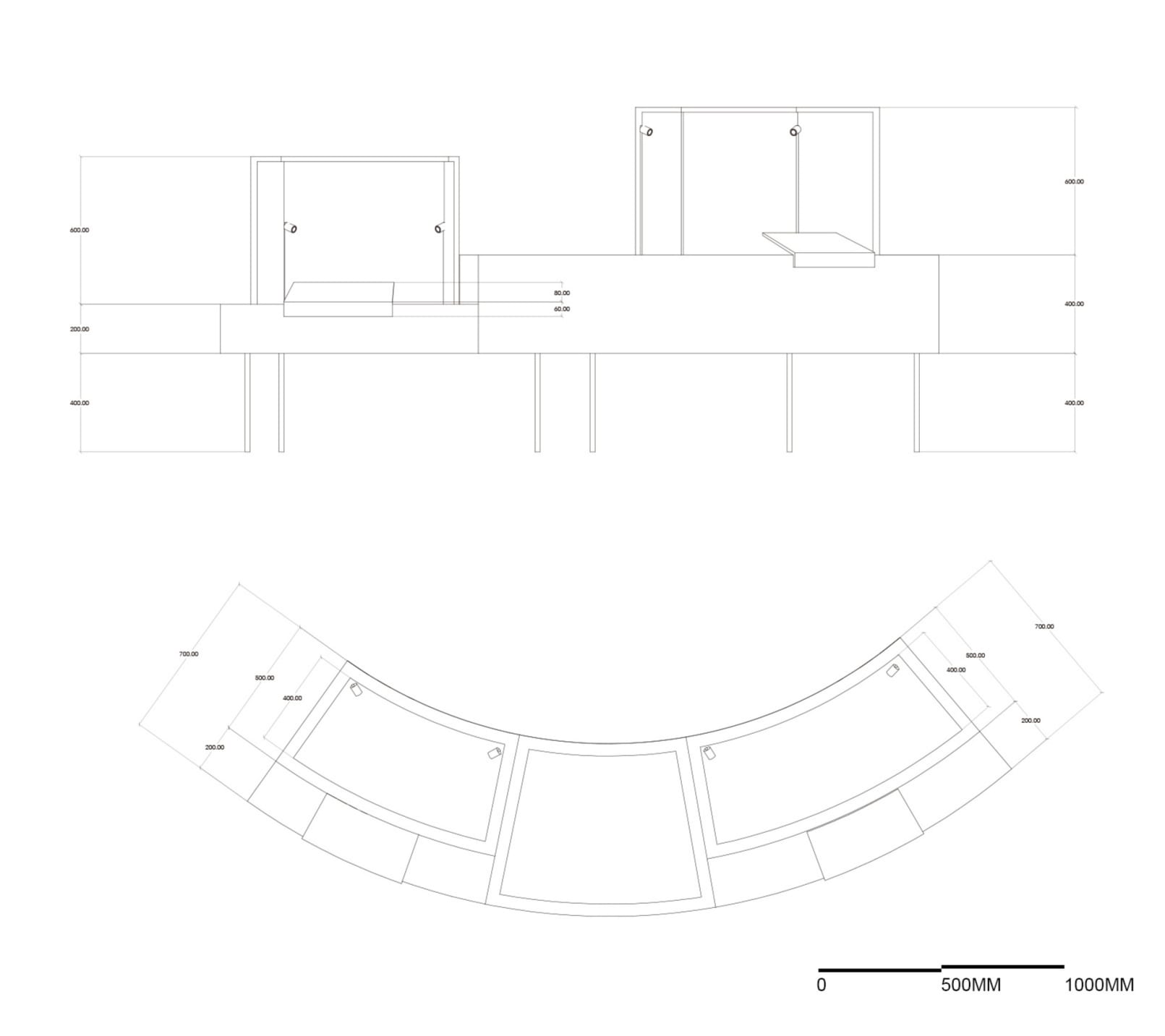 Display Benches Technical Drawing