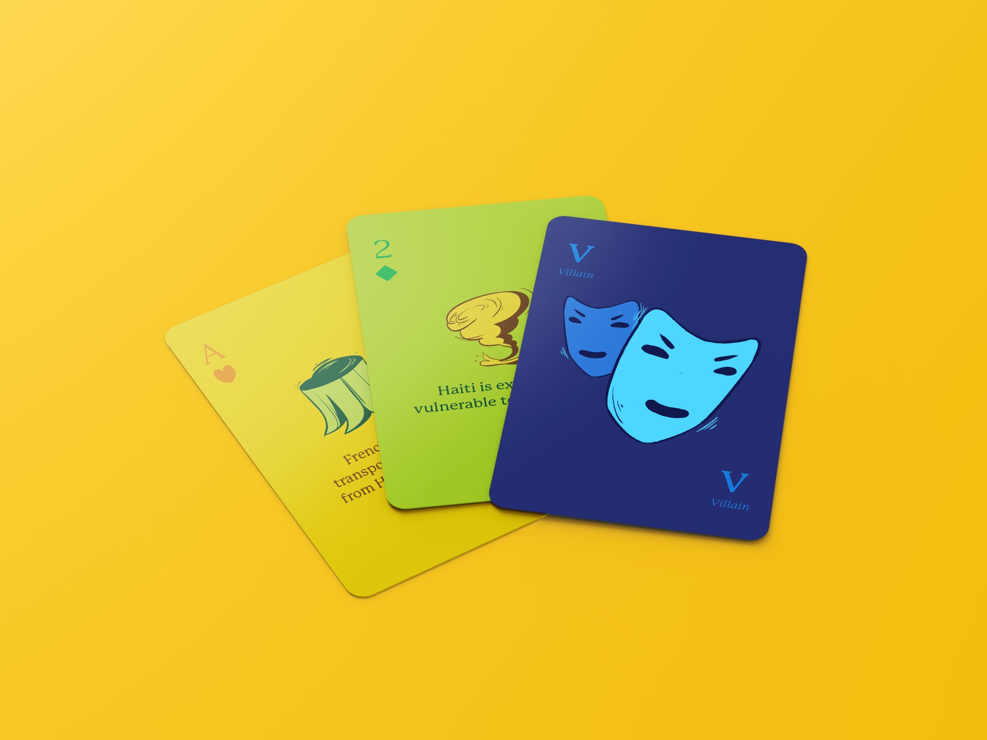 An image of the cards on a yellow background