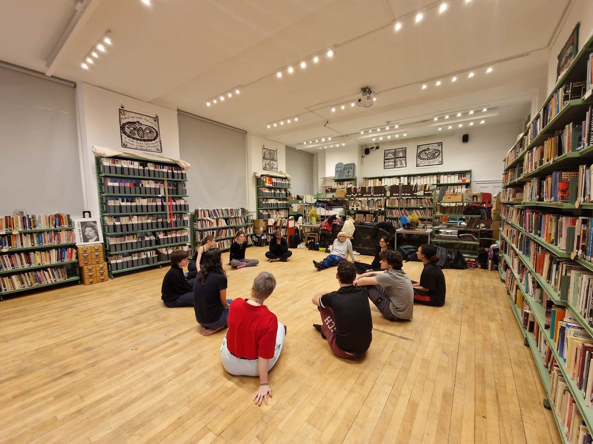 Photo of participants at the Improv Dance Workshop at The Feminist Library.