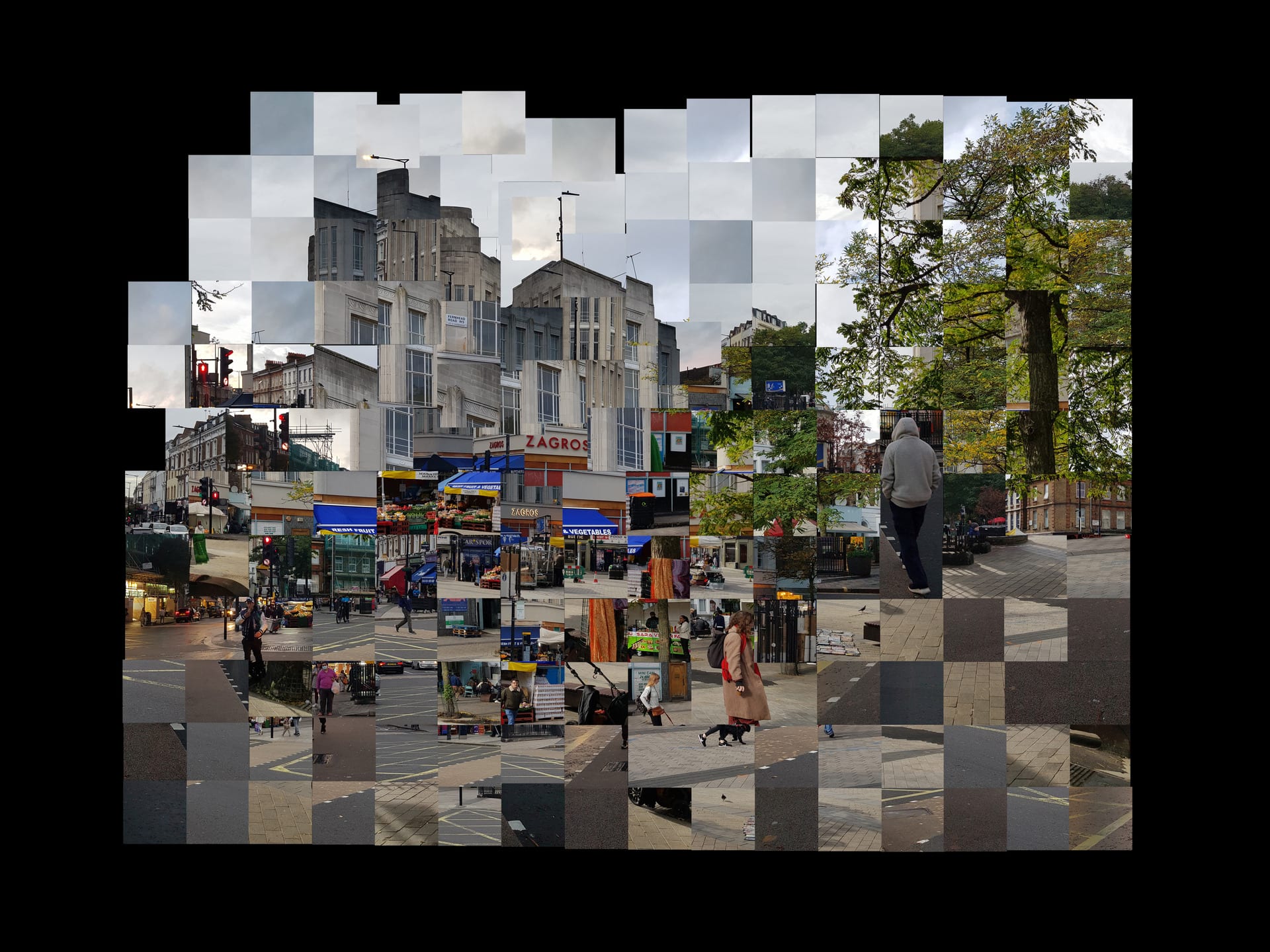 Digital photo collage of urban space