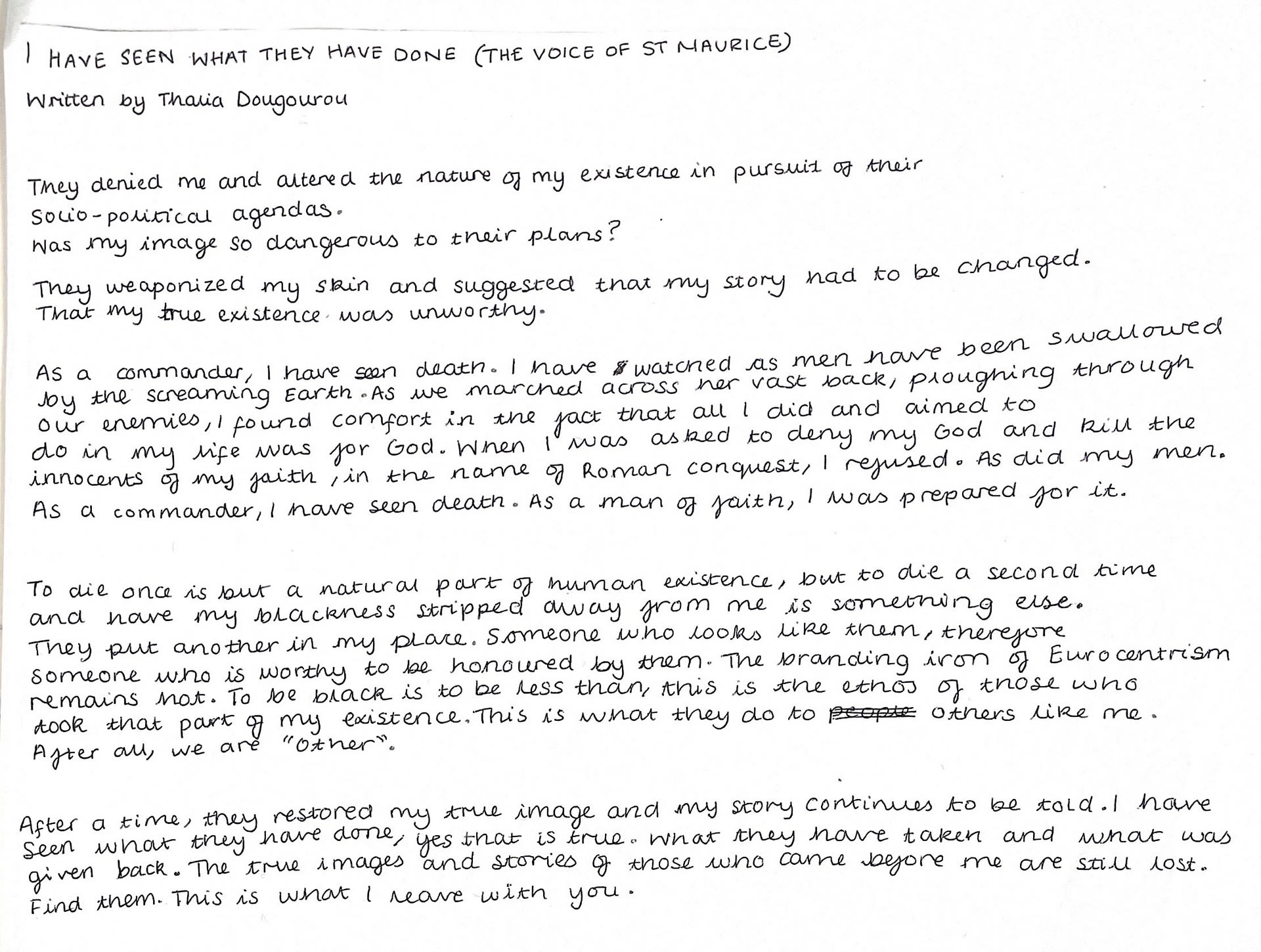 Handwritten short story
