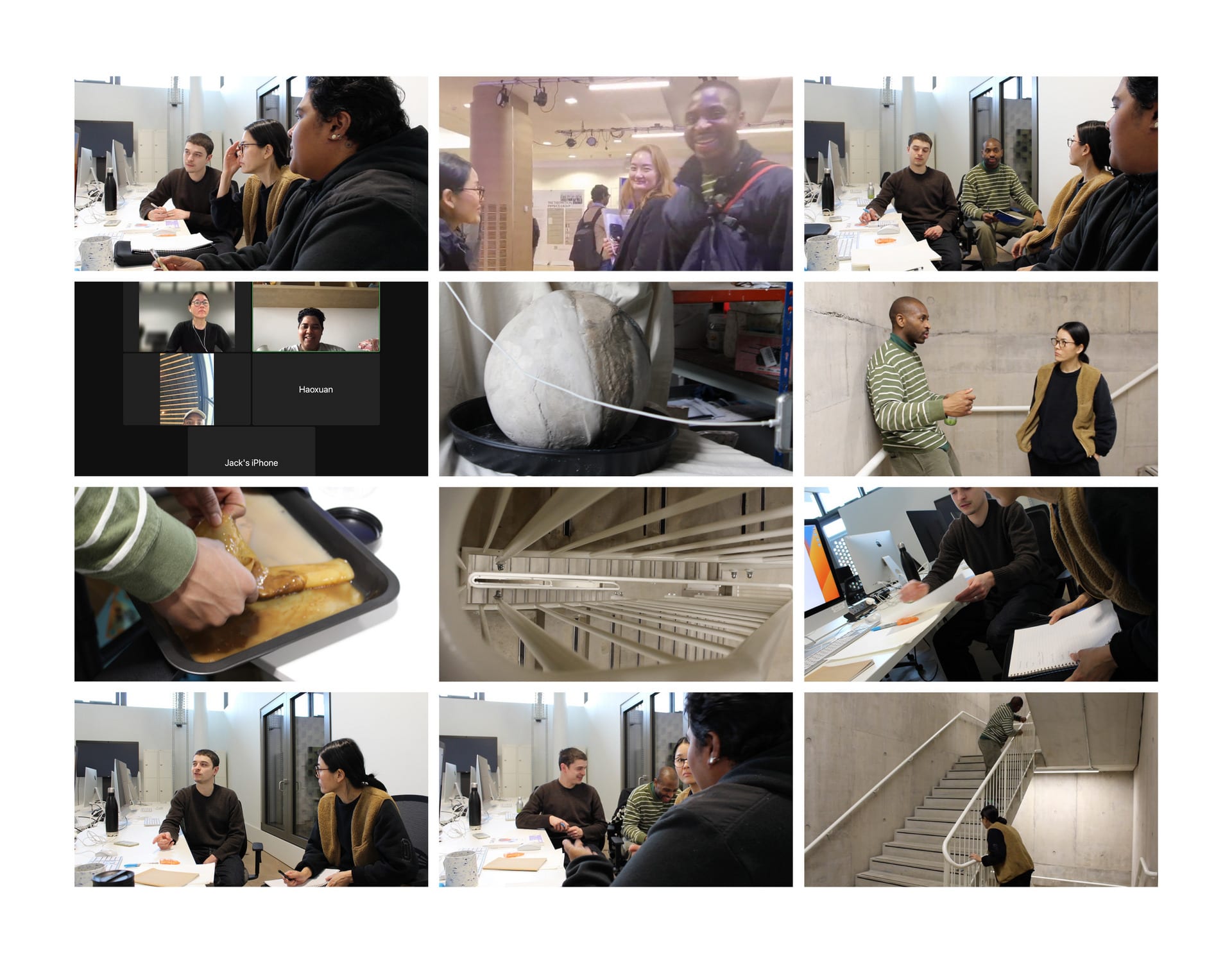 Twelve images showing the groups meetings.