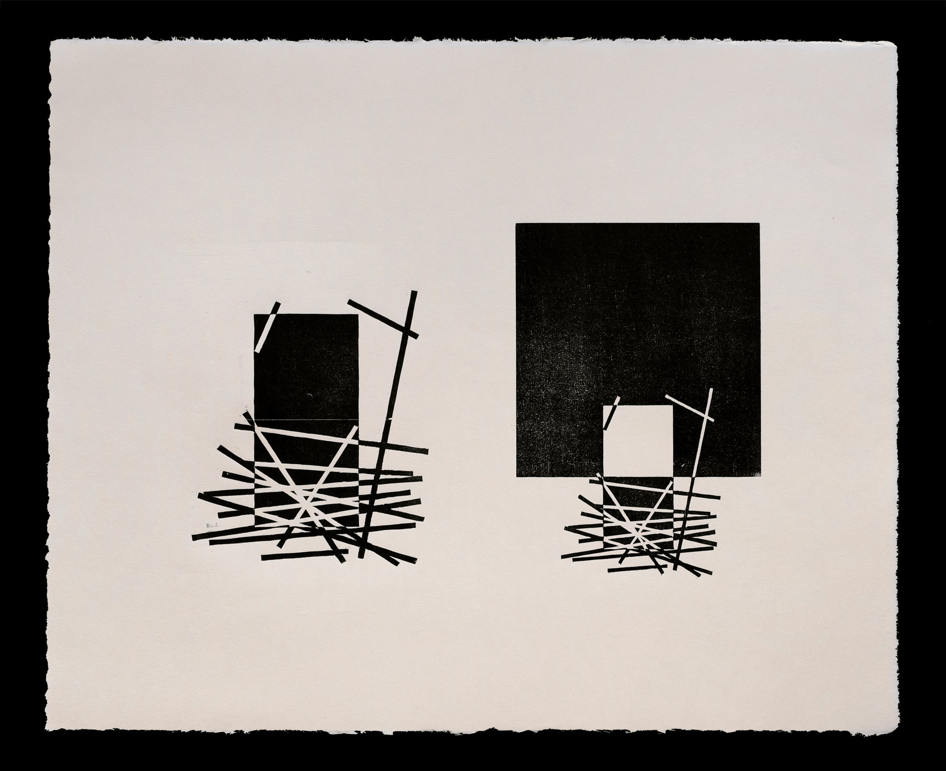 "Untitled construction #1"  - Woodcut on Japanese paper, 52x42, Edition of 5