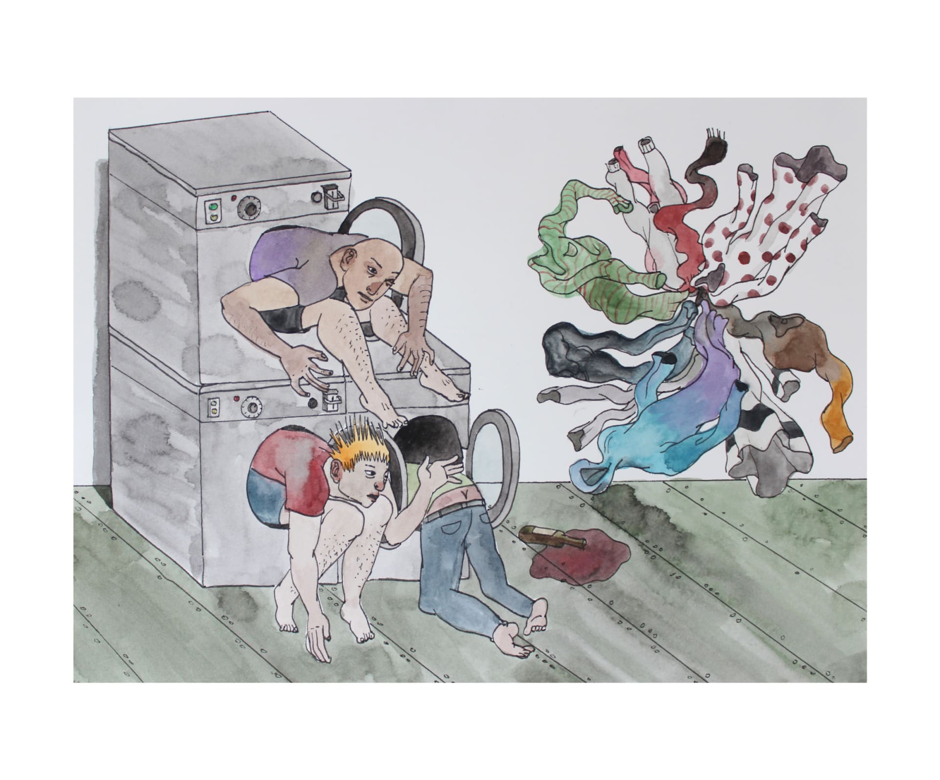 D18 (laundry day), 23 × 31 cm, watercolor on paper, 2022