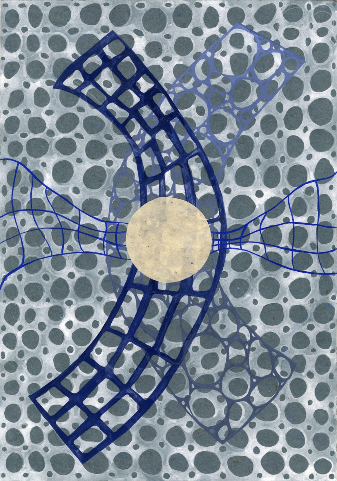 Abstract image of lattice structures layered on top of each other.