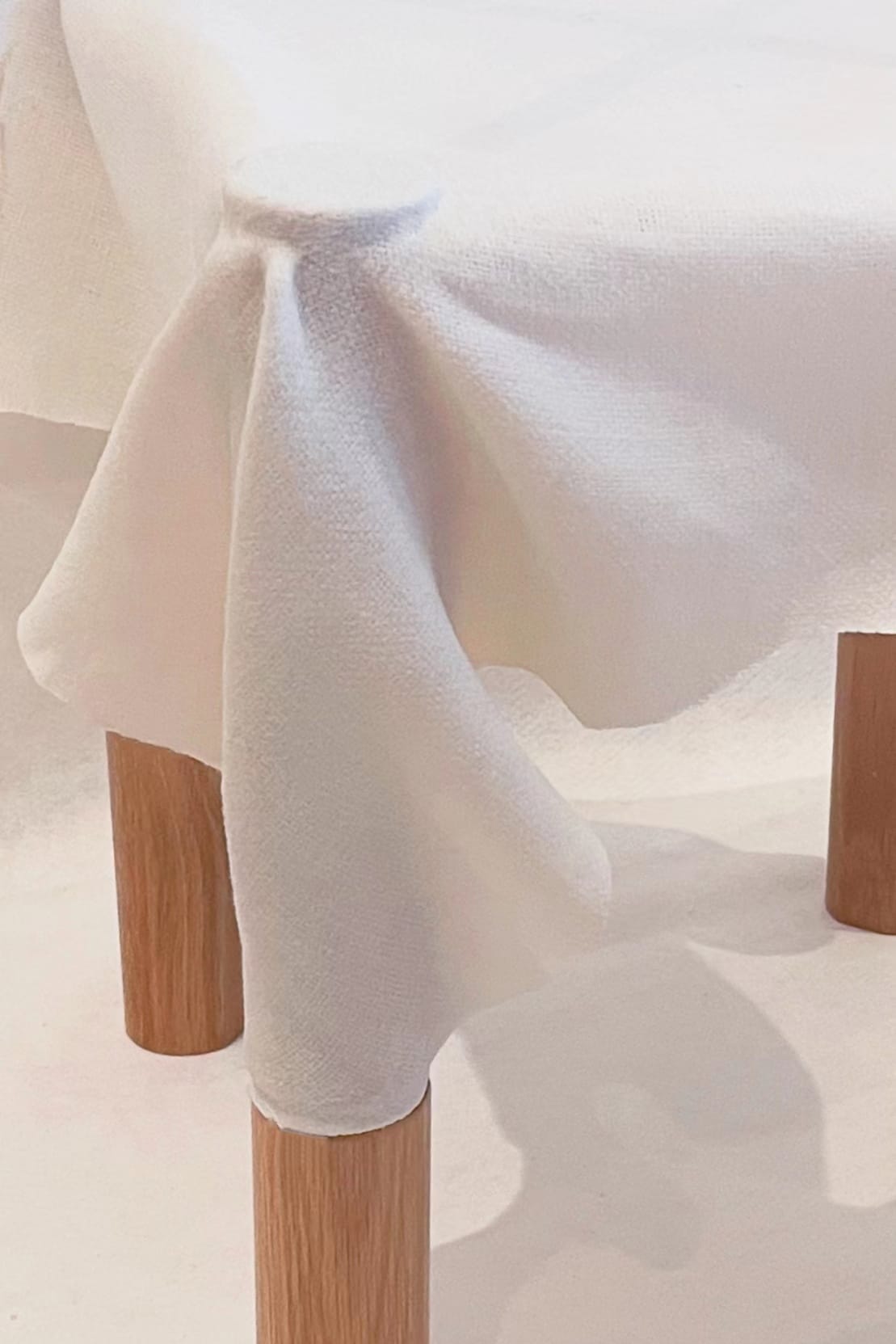 Standing Linen, PLA soaked linen; Oak wood