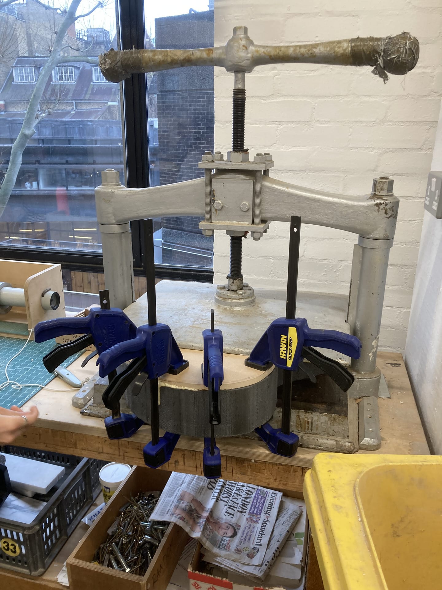 Clamped model, while glue dries.