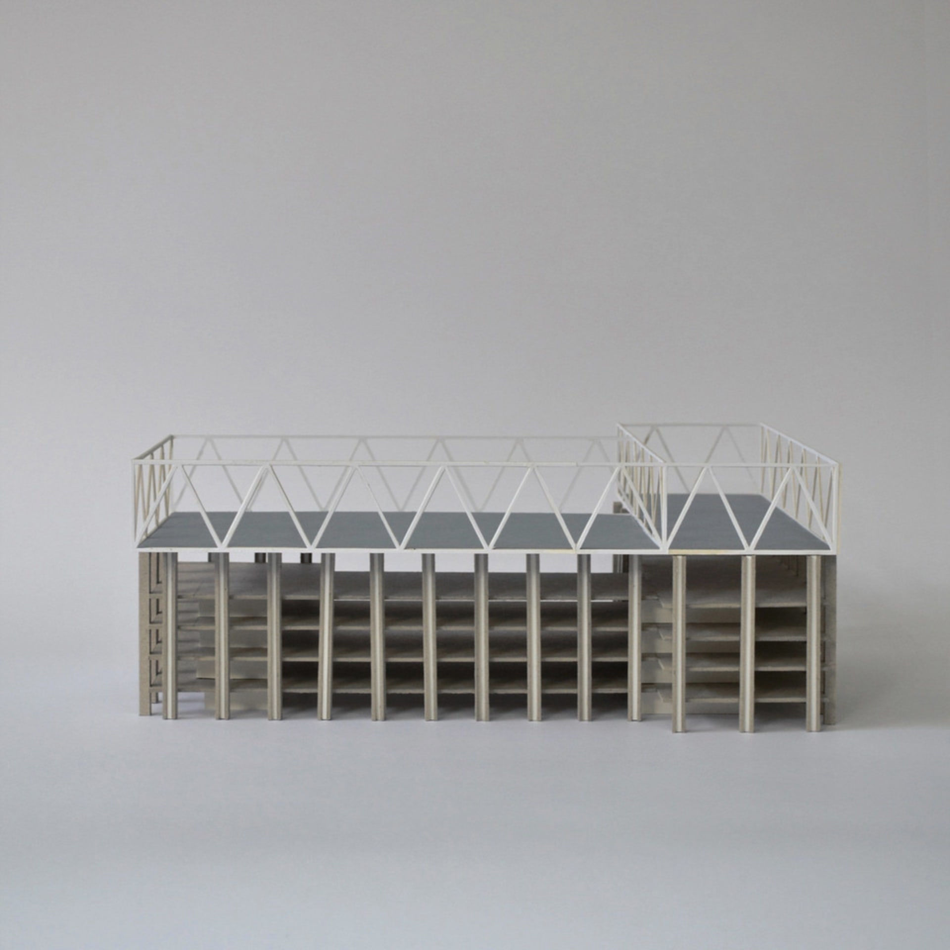 Adding a Hall.
Study model. Paper, greyboard, mountboard. 