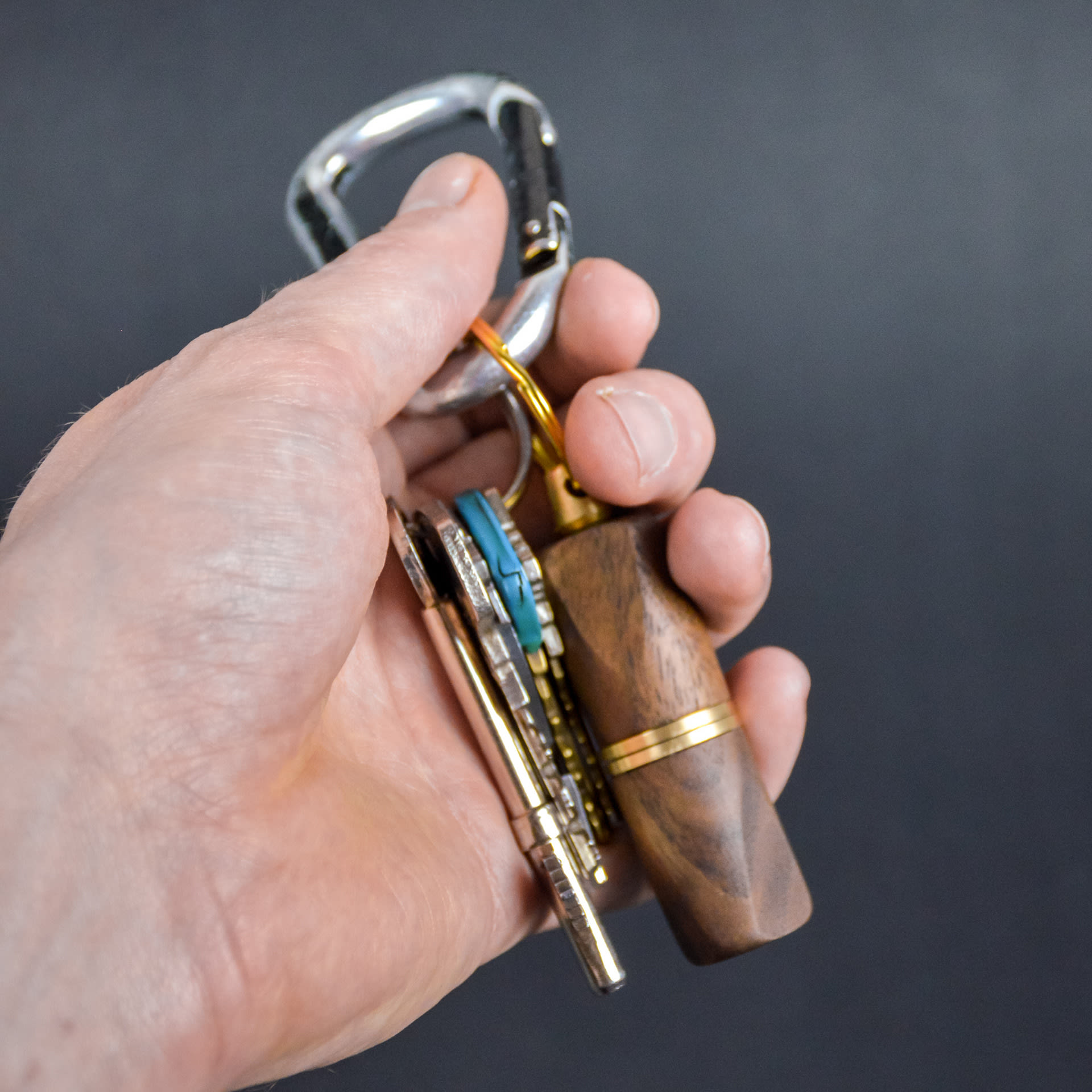 Machined keychain wooden and brass object