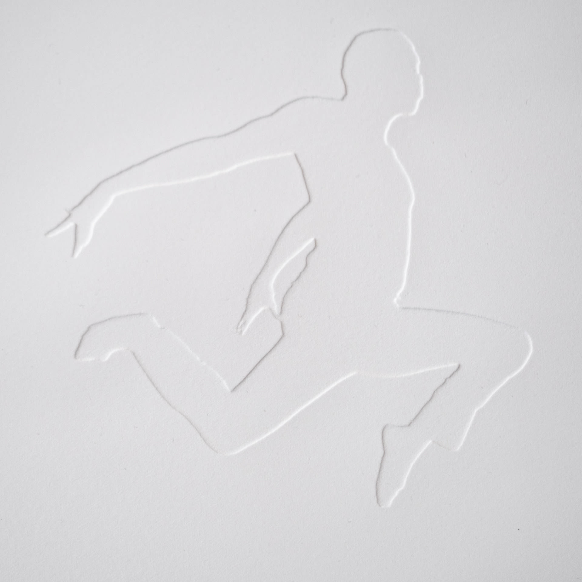 'Dama's Jump'- image from the series 'Sirius'. Embossed white print of 'Dama's Jump", symbol of the Dama dance