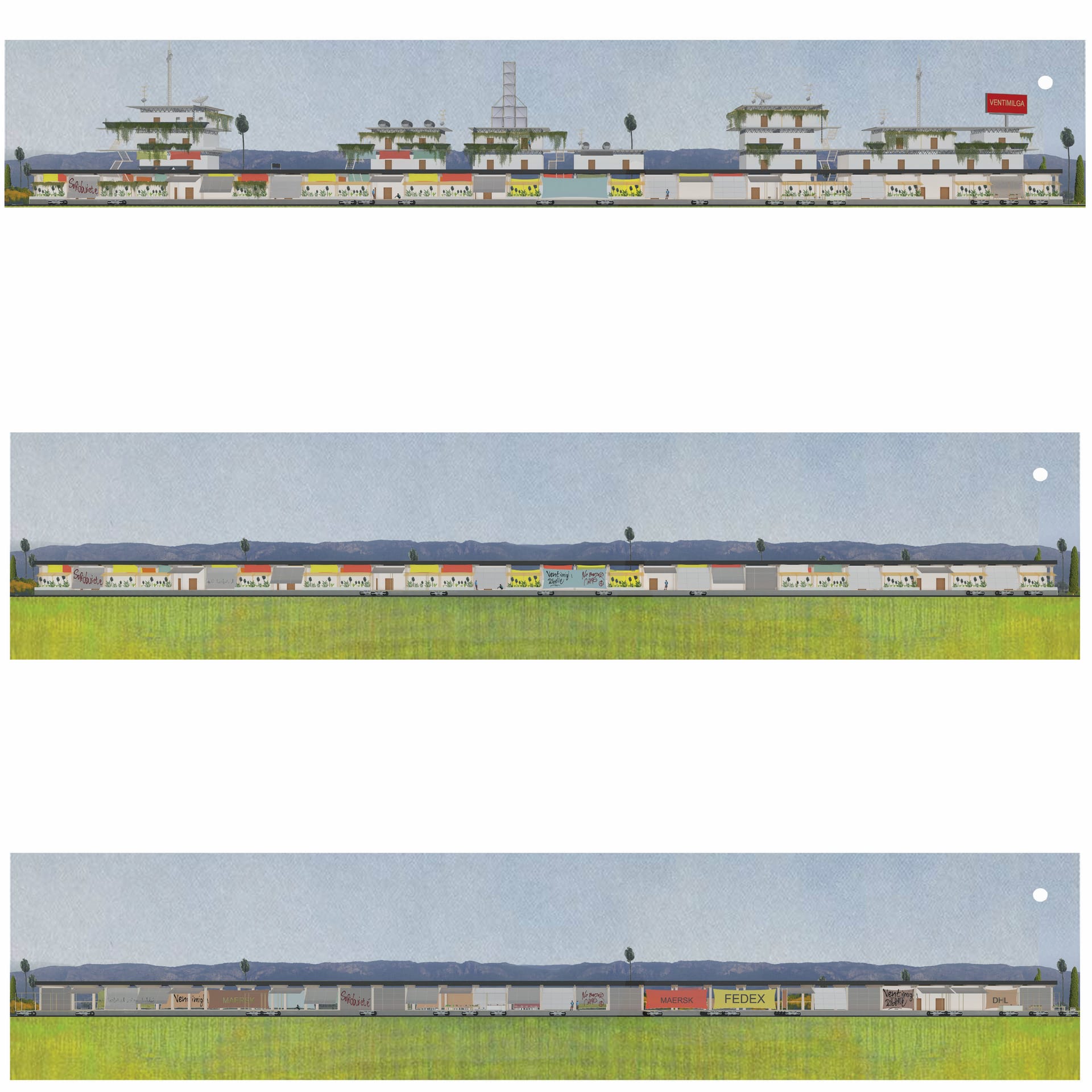 Long Building Squatting Process Render