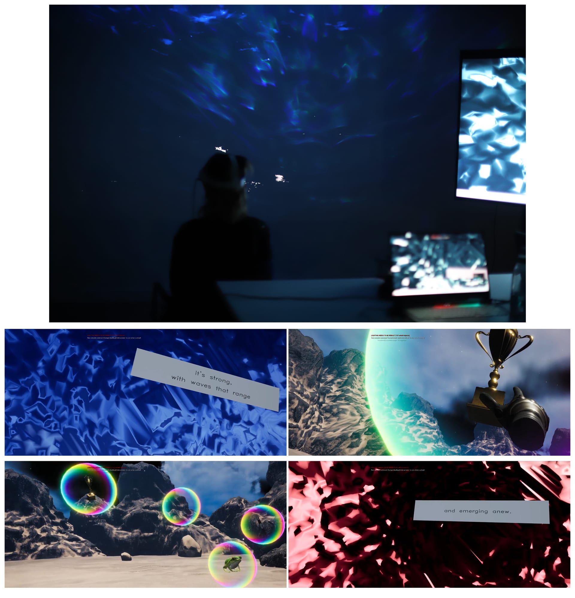 A collage of documentation images from the Sink or Swim VR experience