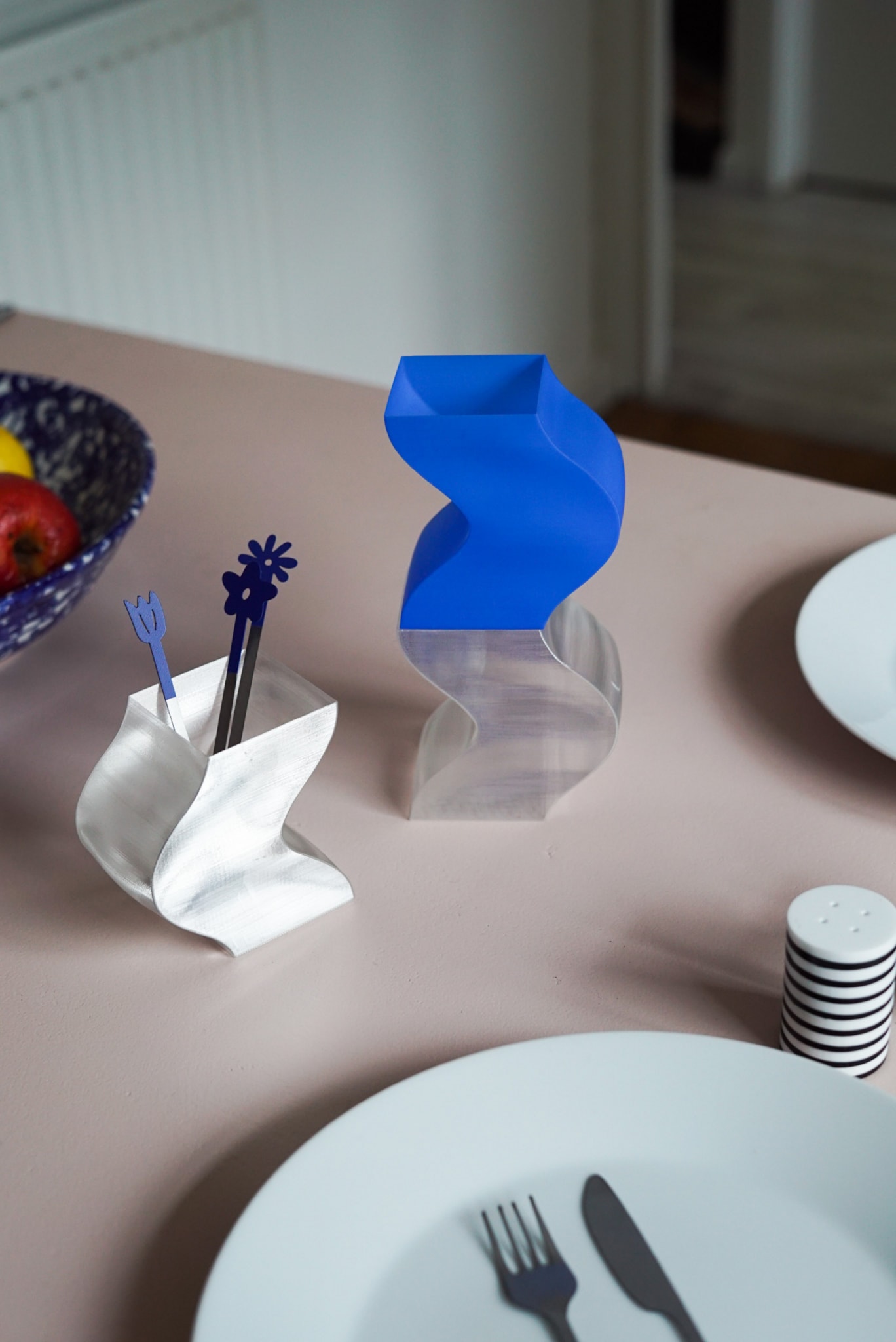 3D printed cups & floral cutlery 