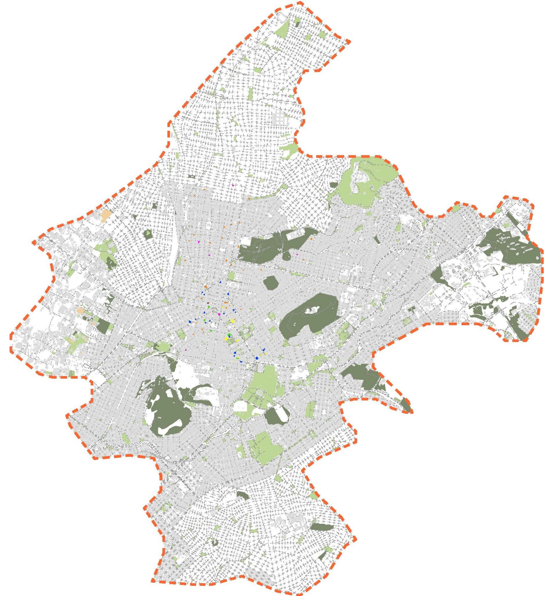 Map of the buildings proposed to be converted in order to be occupied by social solidarity initiatives.