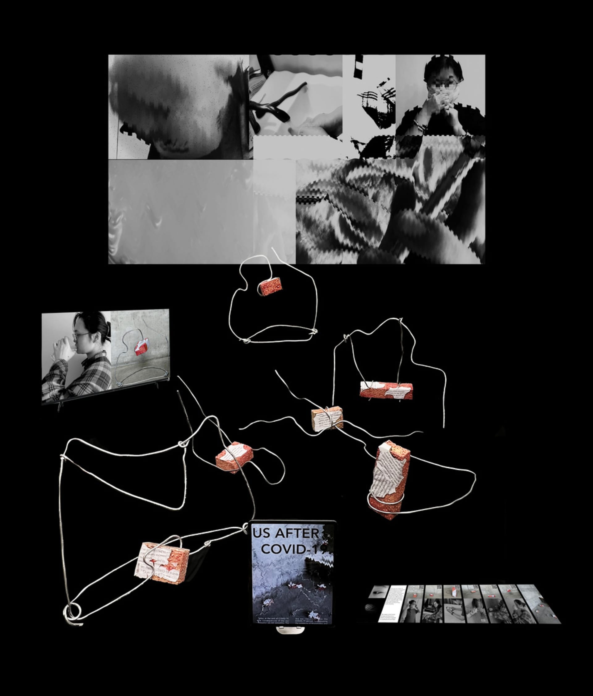 The entire work consists of an experimental video, six small installations and an e-book.